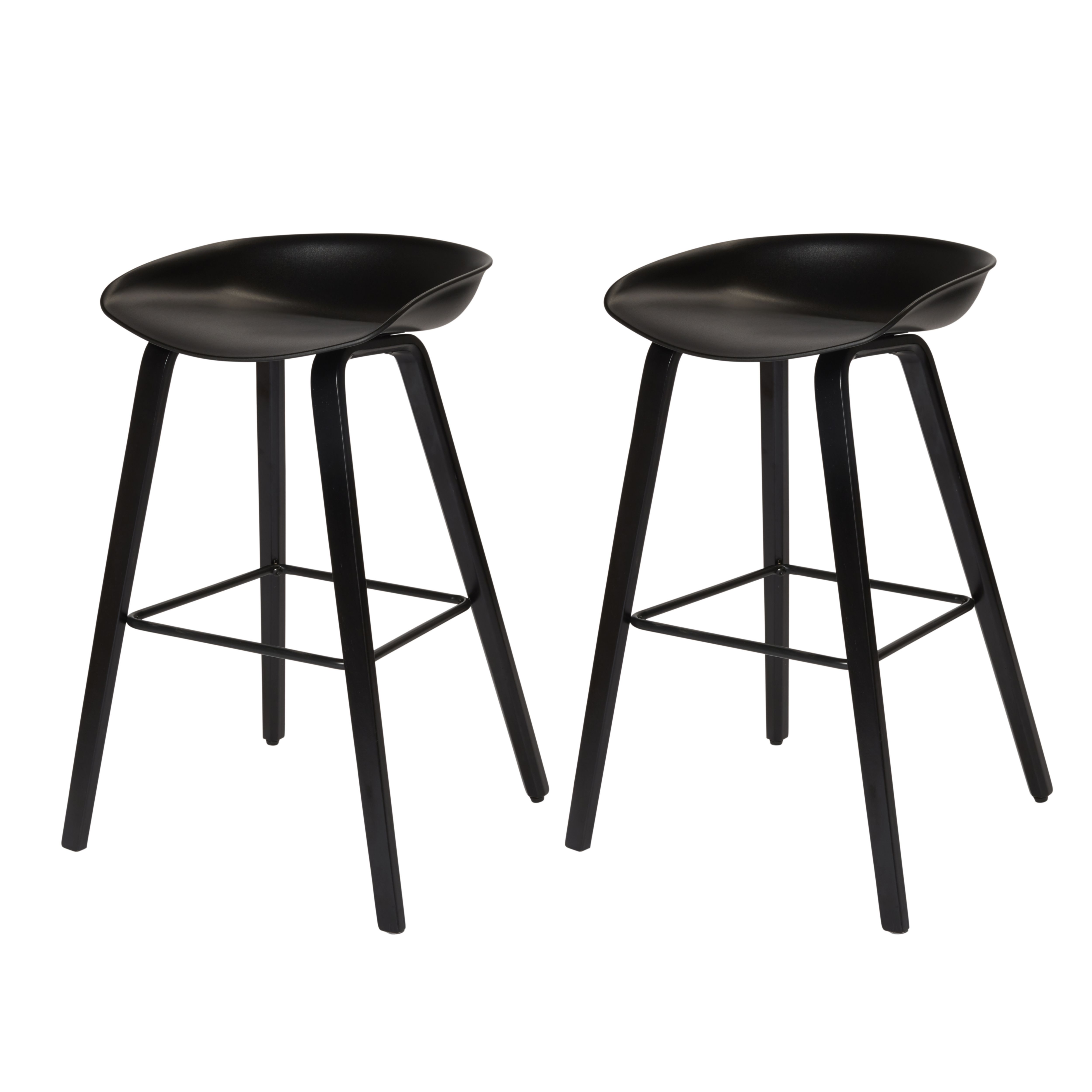 GoodHome Chimayo Black Bar stool, Pack of 2 DIY at B&Q