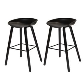 GoodHome Chimayo Black Bar stool, Pack of 2