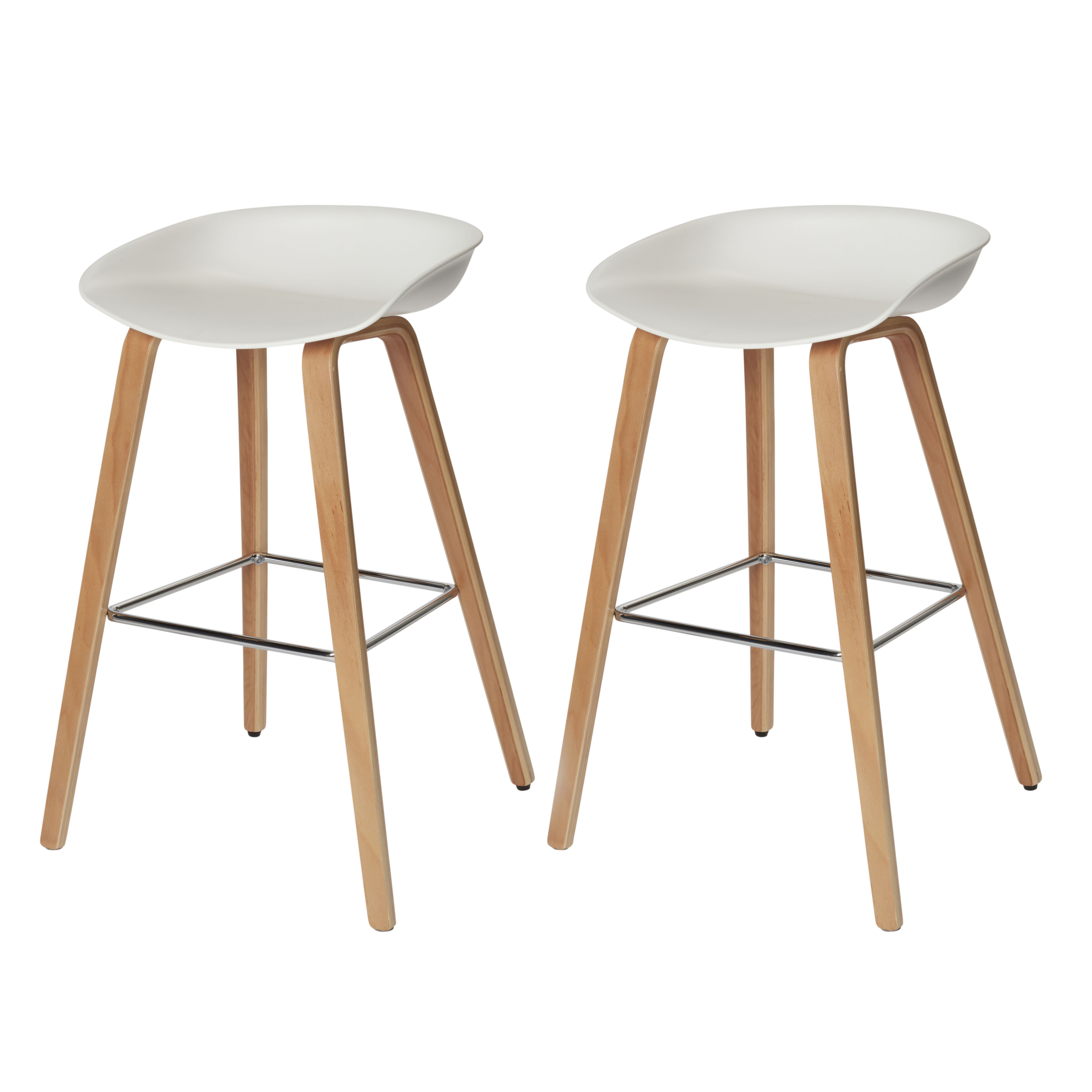 GoodHome Chimayo White natural Bar stool Pack of 2 DIY at B Q