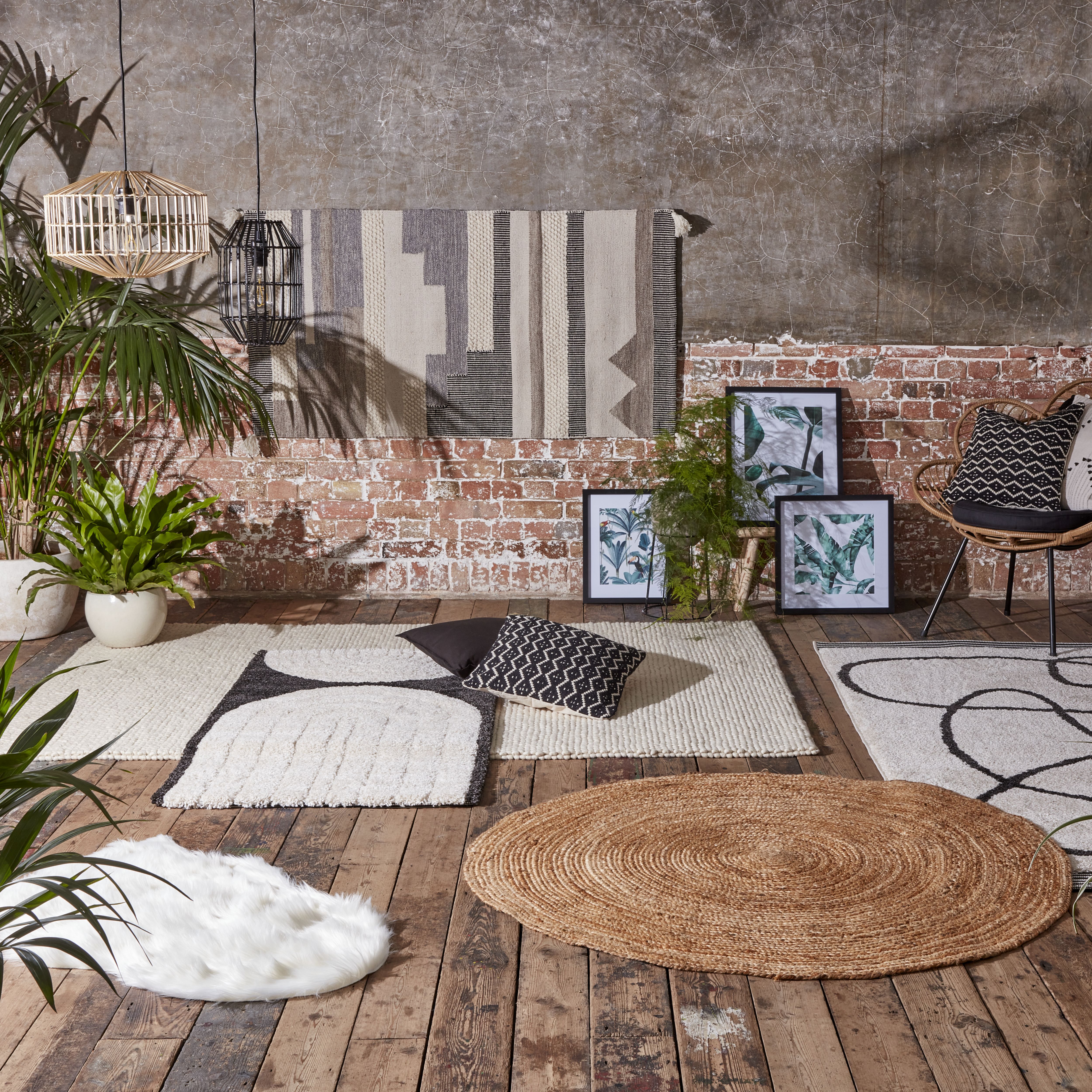 GoodHome Chios White Large Rug, (L)230cm x (W)160cm
