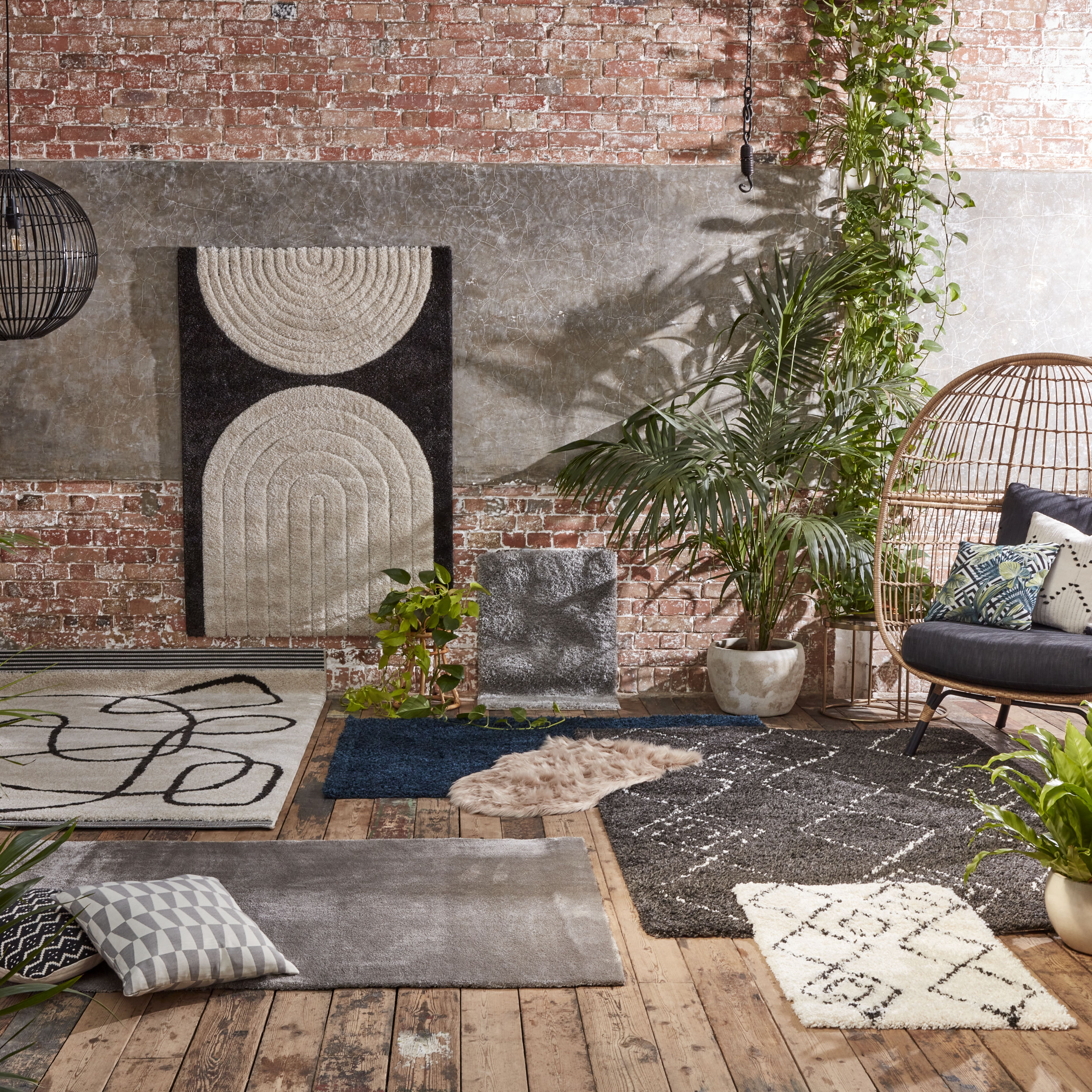 GoodHome Chios White Large Rug, (L)230cm x (W)160cm