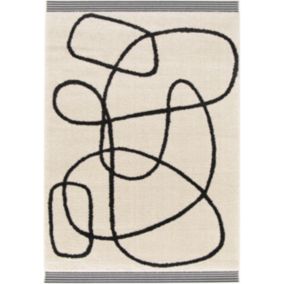 GoodHome Chios White Medium Rug, (L)170cm x (W)120cm