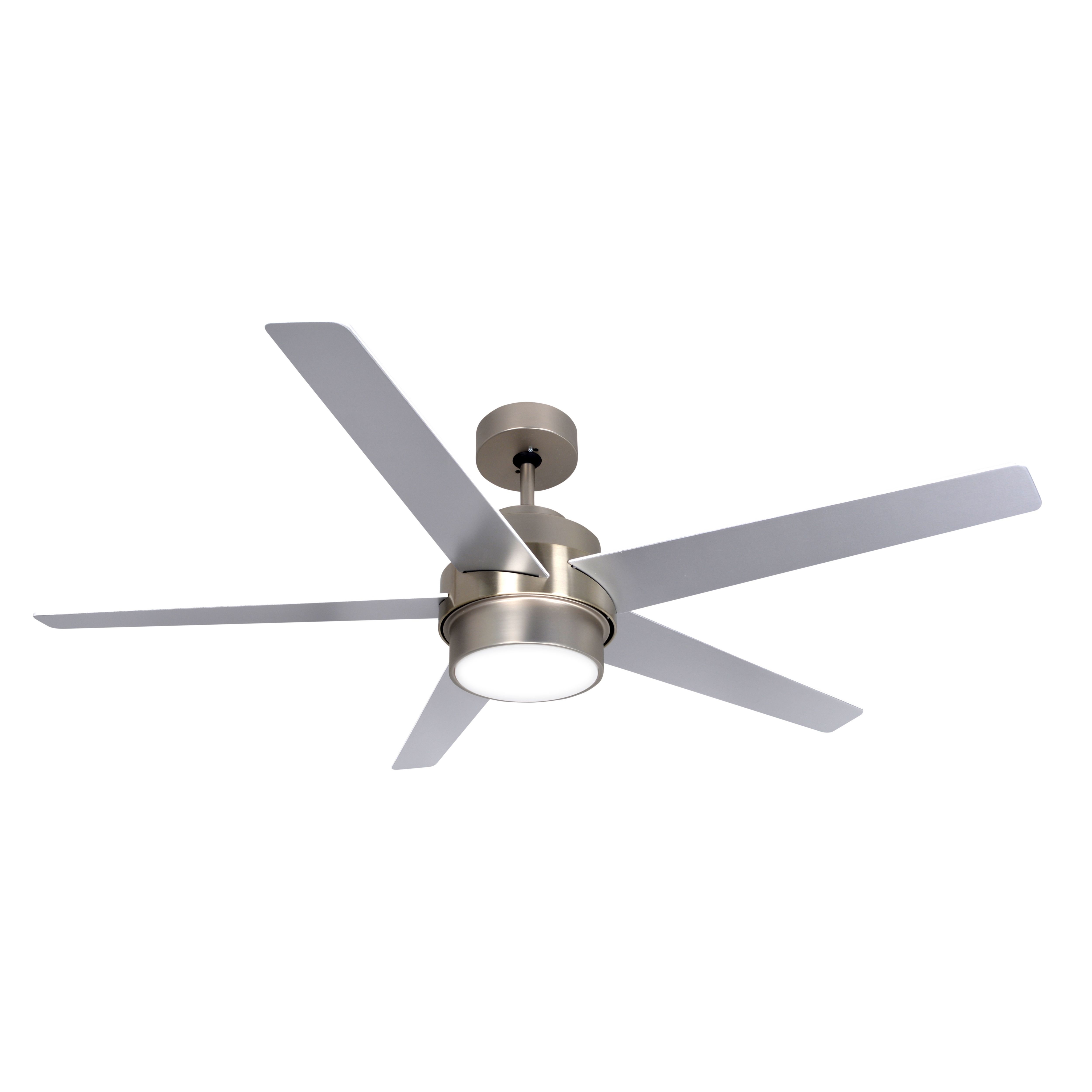 GoodHome Chomsky Modern Brushed Chrome effect LED Ceiling fan light ...