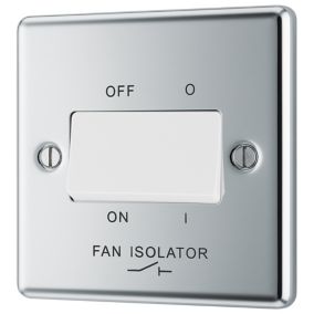 GoodHome Chrome 10A 2 way 1 gang Raised rounded Fan isolator Switch