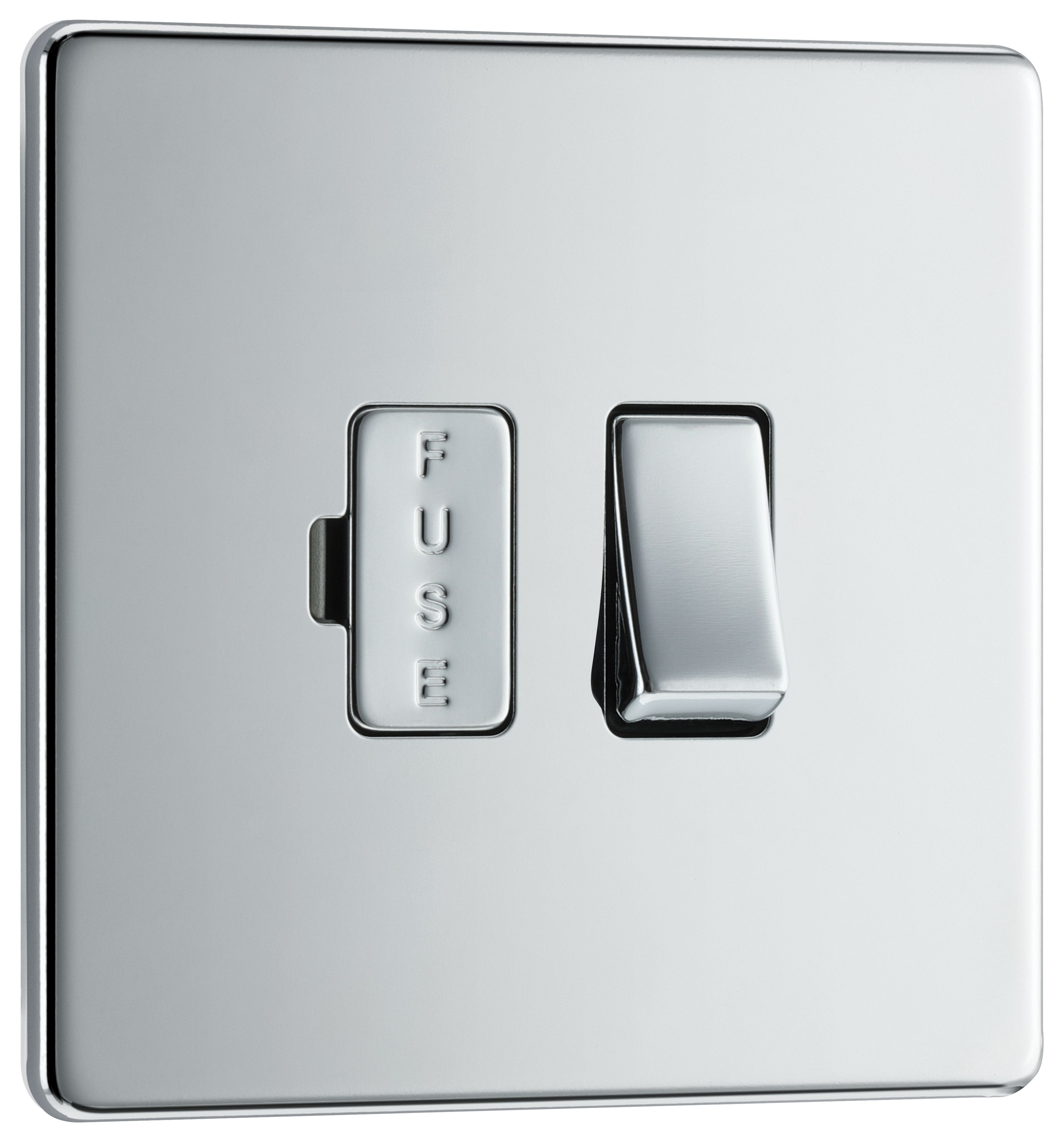GoodHome Chrome 13A 2 way Flat profile Screwless Switched Fused connection unit