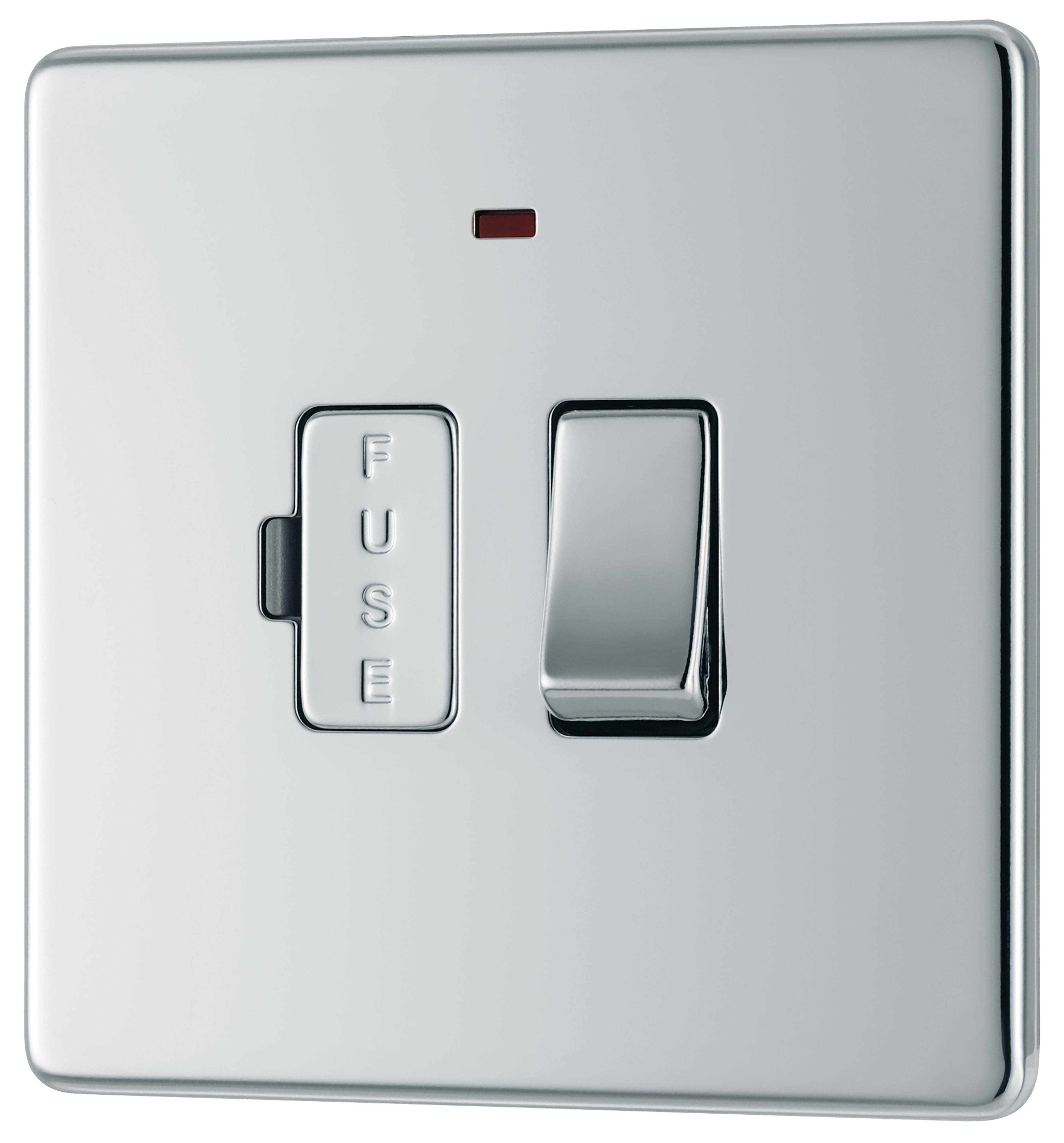 GoodHome Chrome 13A 2 way Flat profile Screwless Switched Neon indicator Fused connection unit
