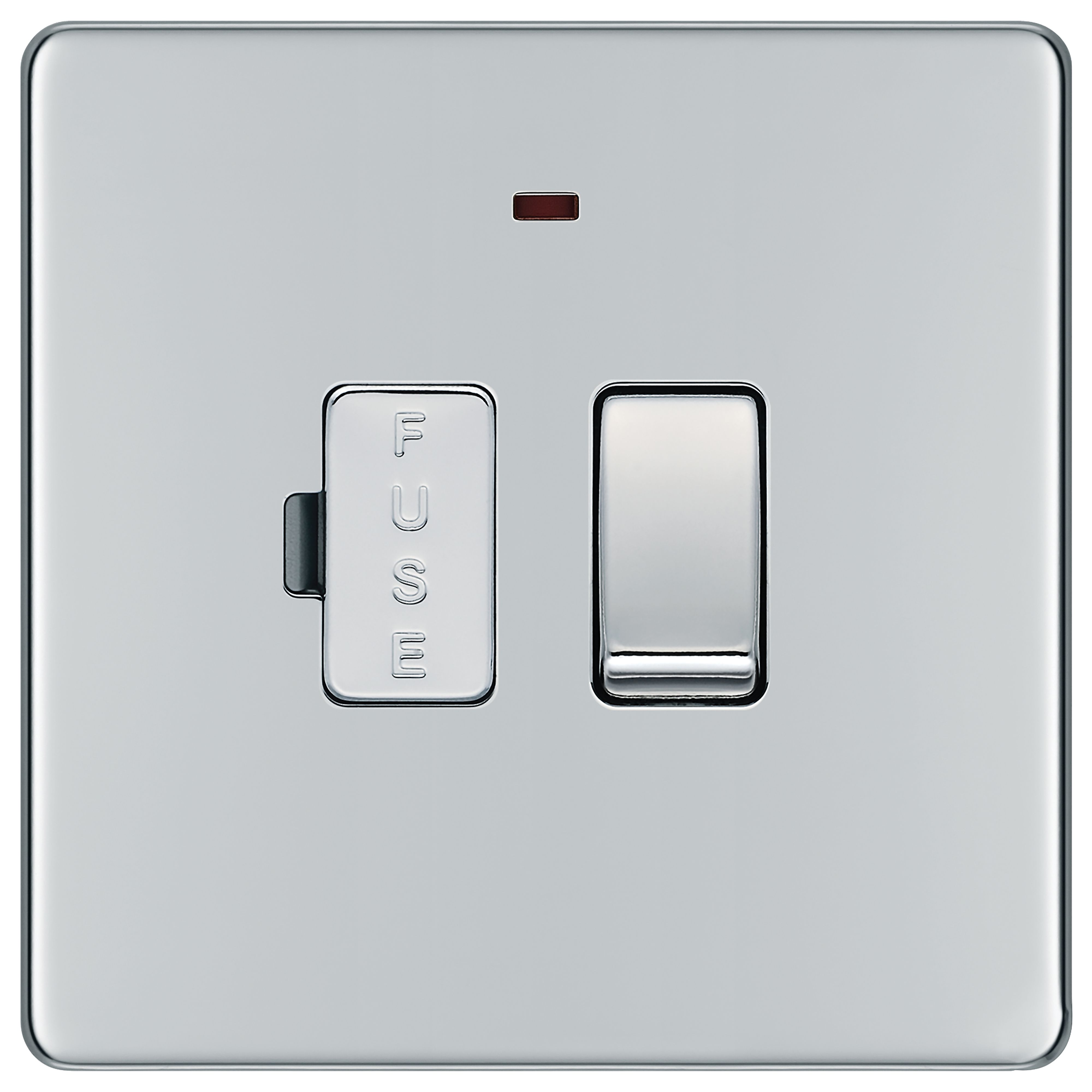 GoodHome Chrome 13A 2 way Flat profile Screwless Switched Neon indicator Fused connection unit