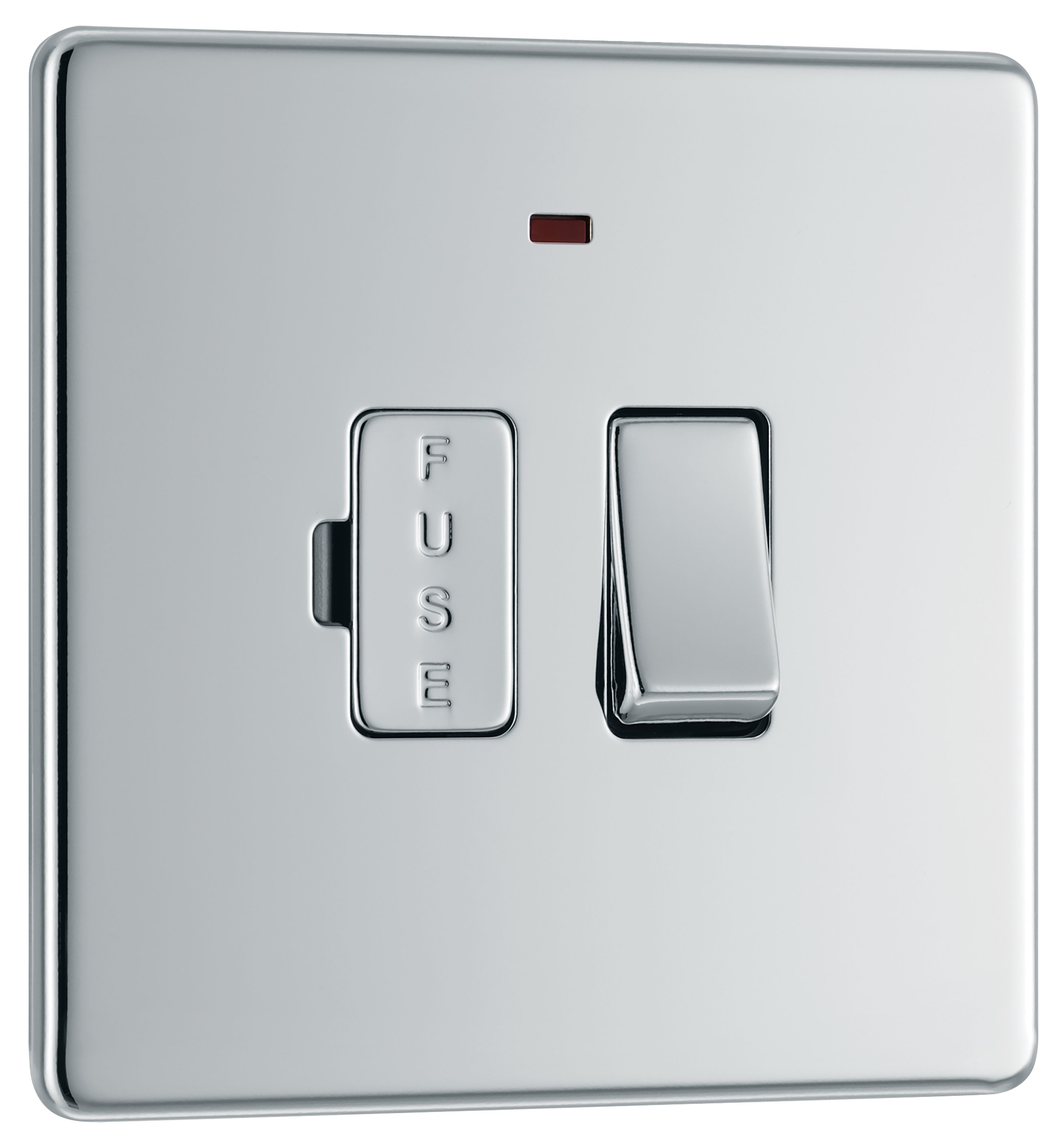 GoodHome Chrome 13A 2 way Flat profile Screwless Switched Neon indicator Fused connection unit