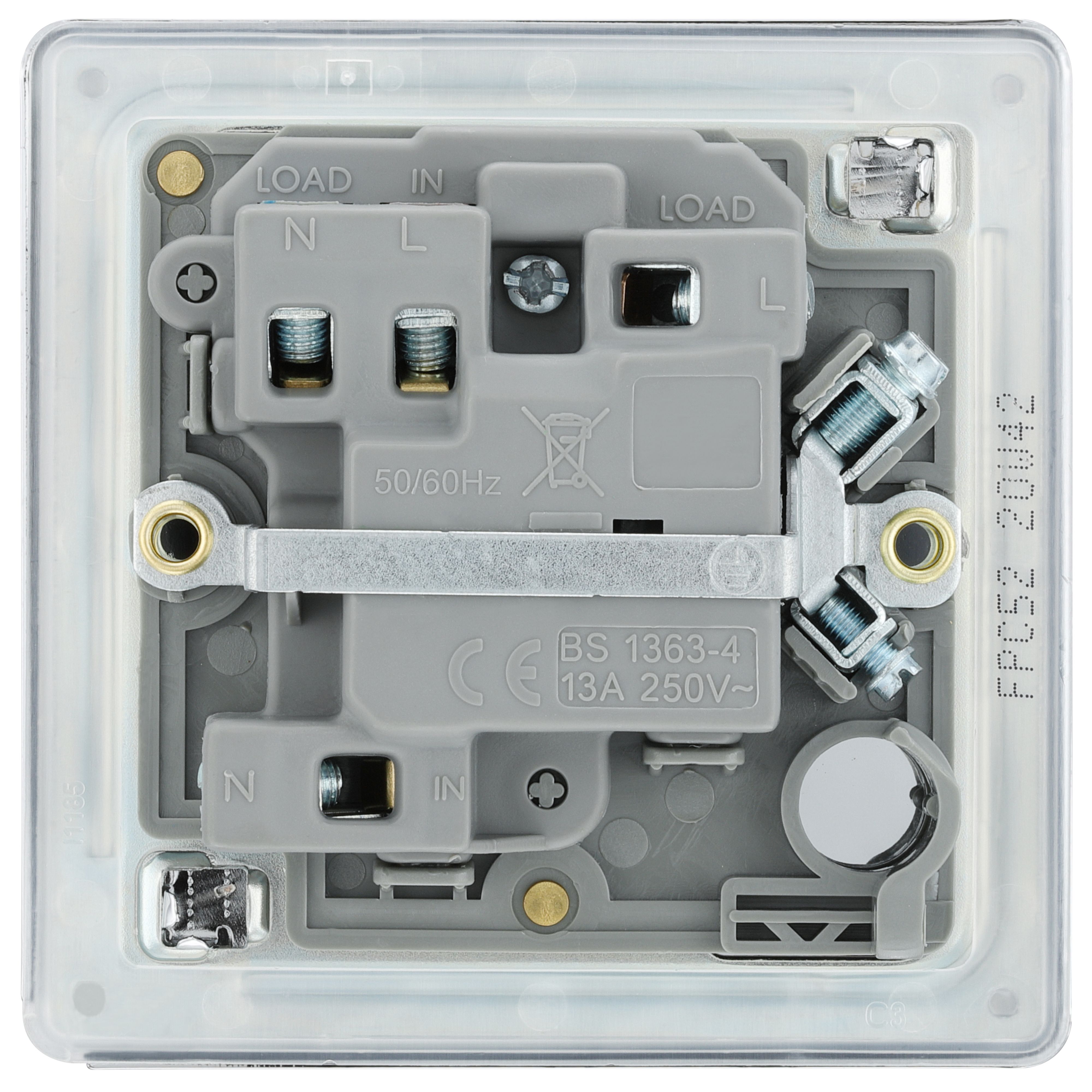 GoodHome Chrome 13A 2 way Flat profile Screwless Switched Neon indicator Fused connection unit