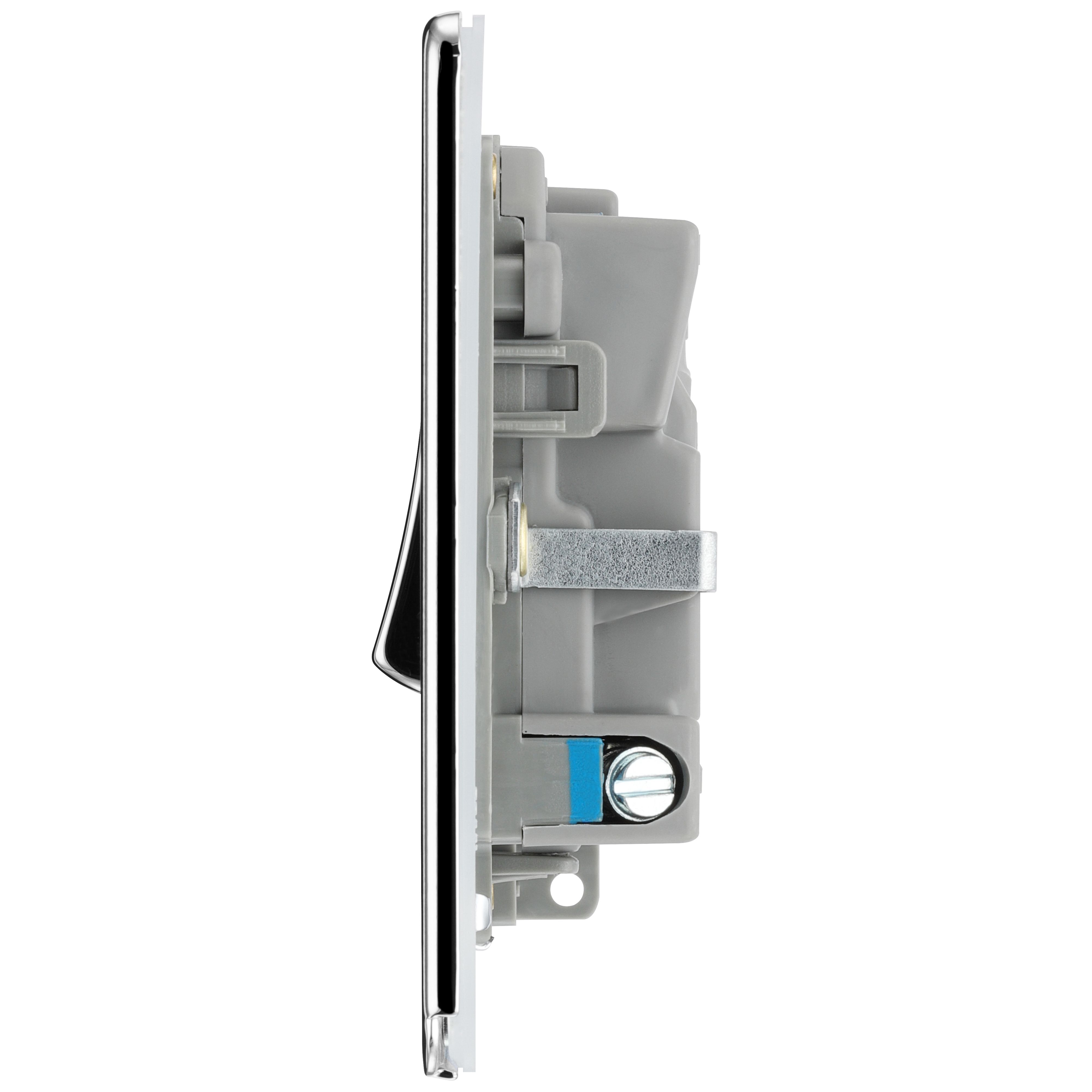GoodHome Chrome 13A 2 way Flat profile Screwless Switched Neon indicator Fused connection unit