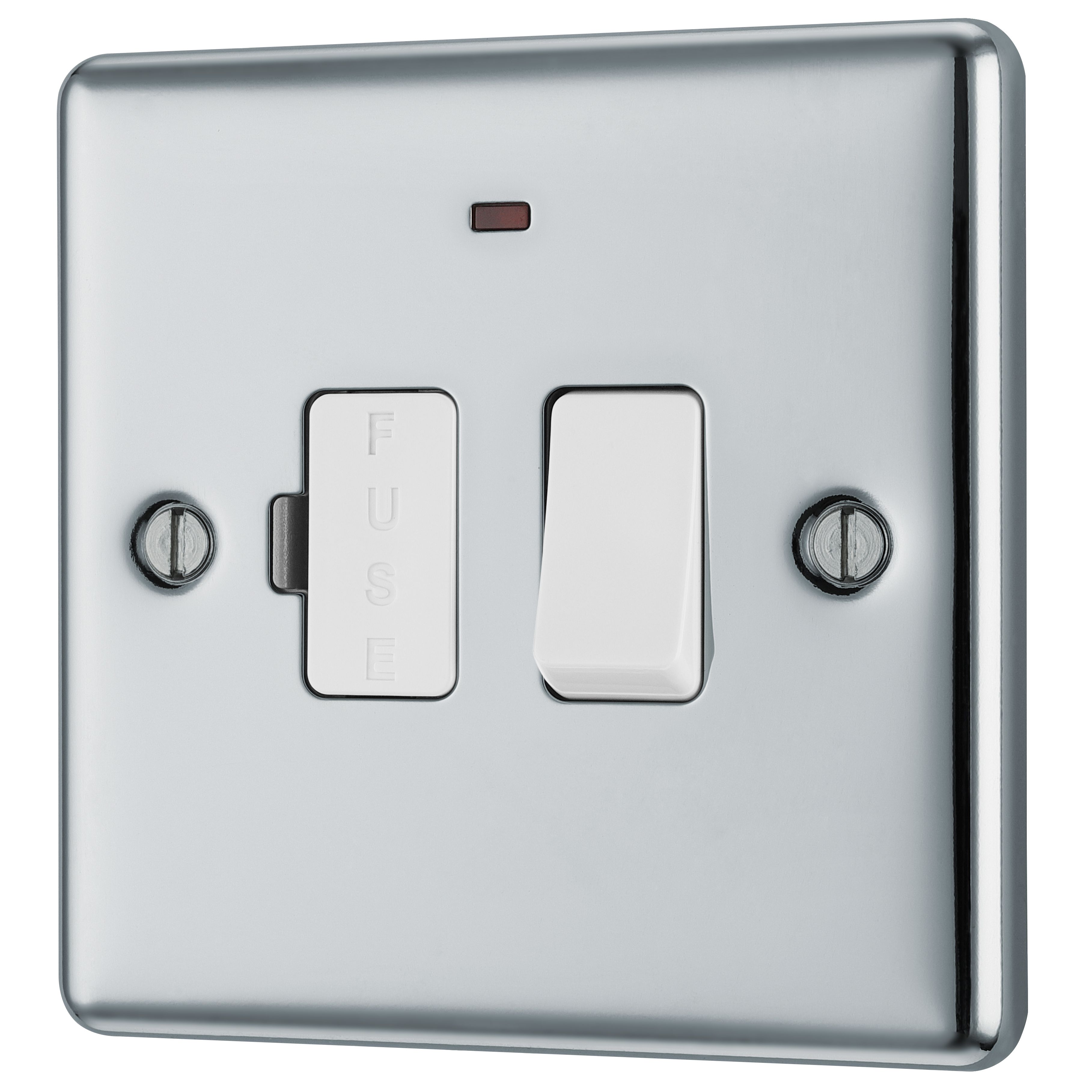 GoodHome Chrome 13A 2 way Raised rounded profile Screwed Switched Neon indicator Fused connection unit