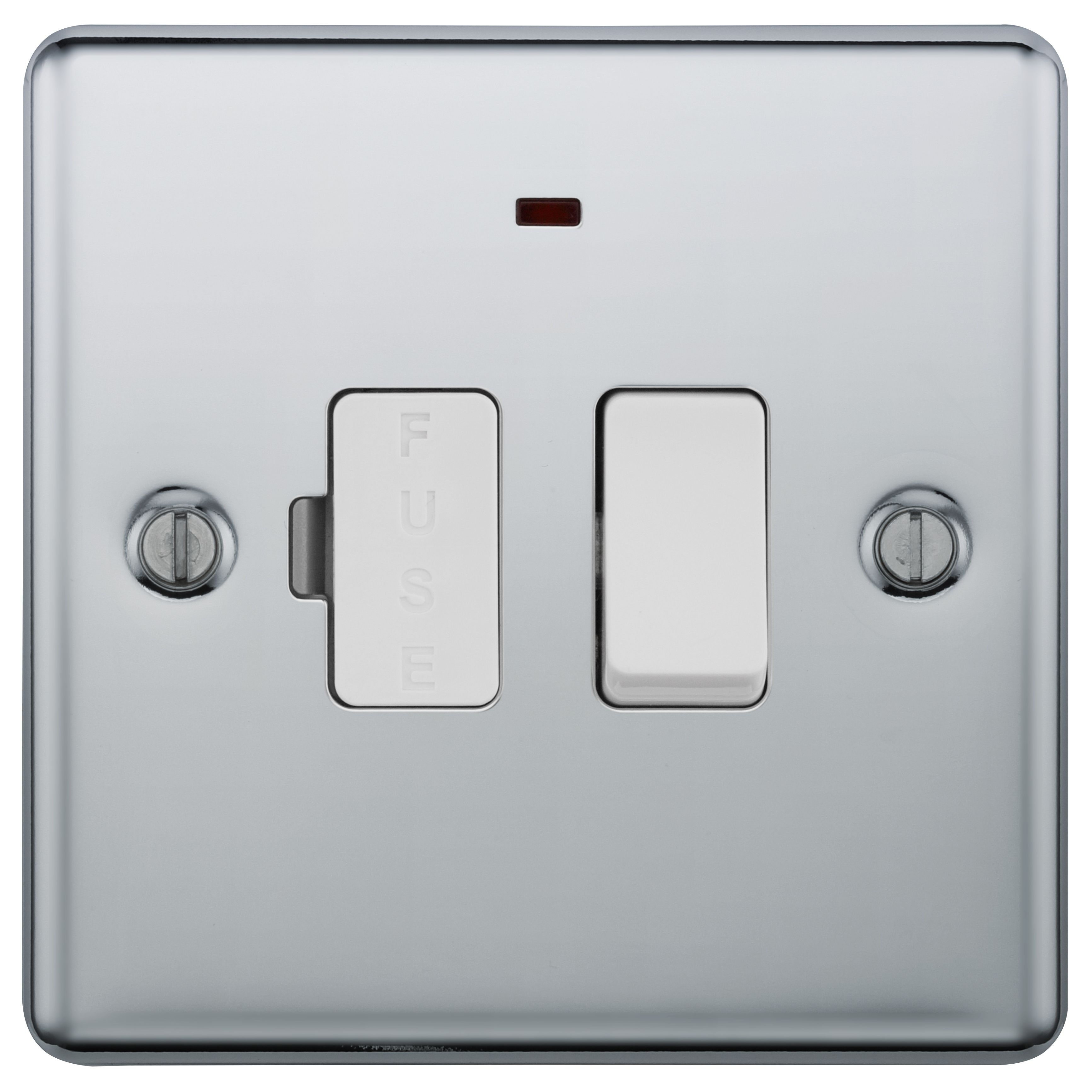 GoodHome Chrome 13A 2 way Raised rounded profile Screwed Switched Neon indicator Fused connection unit