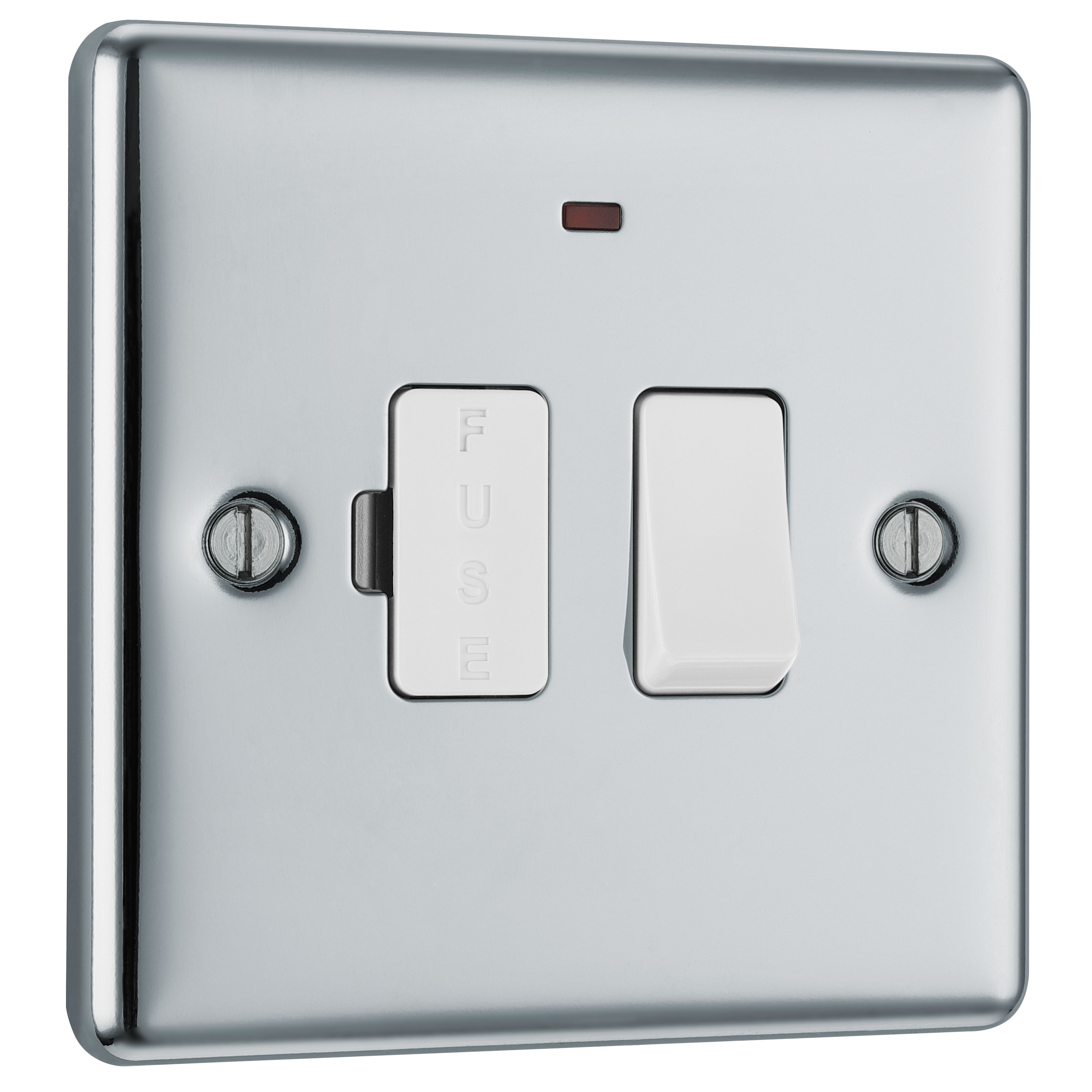 GoodHome Chrome 13A 2 way Raised rounded profile Screwed Switched Neon indicator Fused connection unit