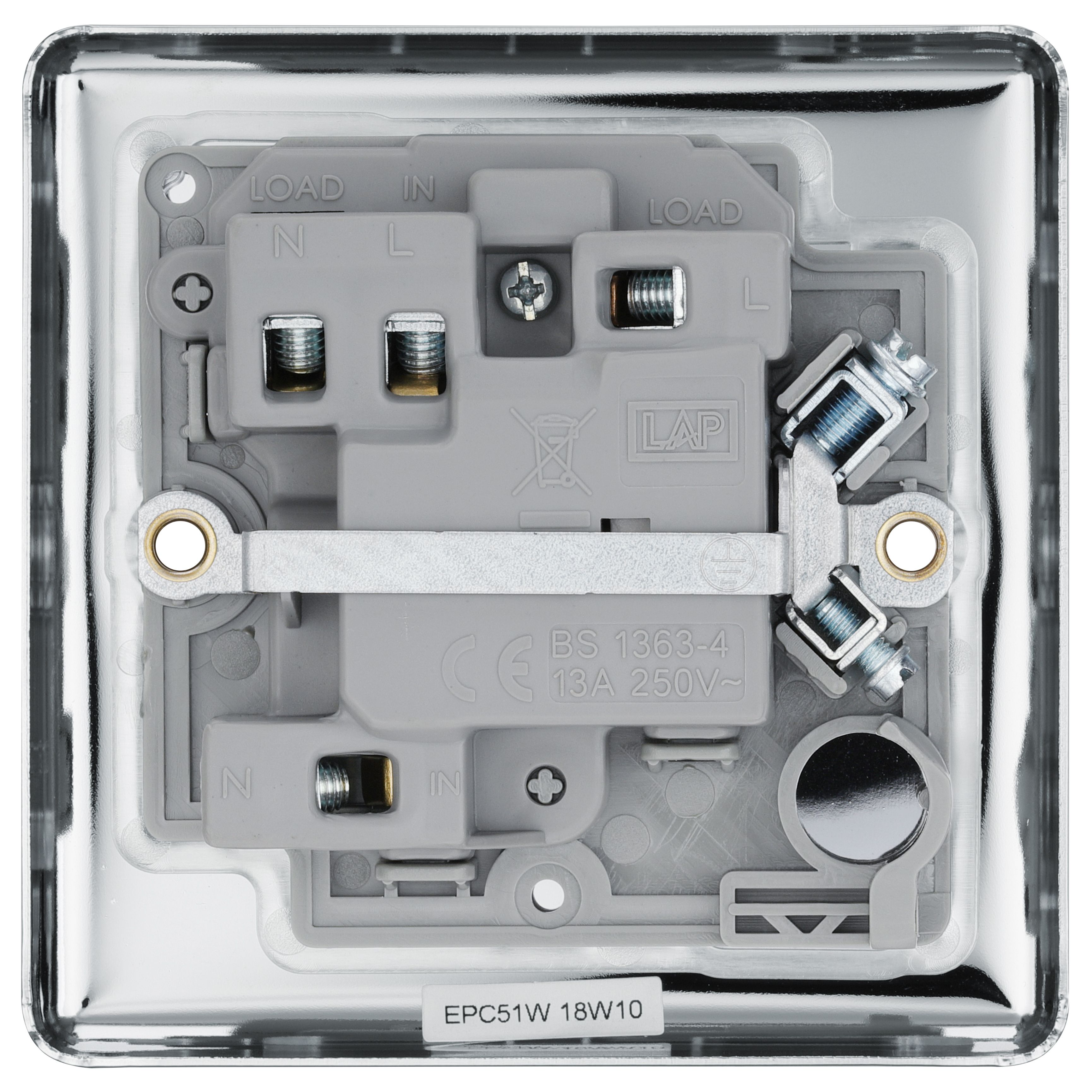 GoodHome Chrome 13A 2 way Raised rounded profile Screwed Switched Neon indicator Fused connection unit