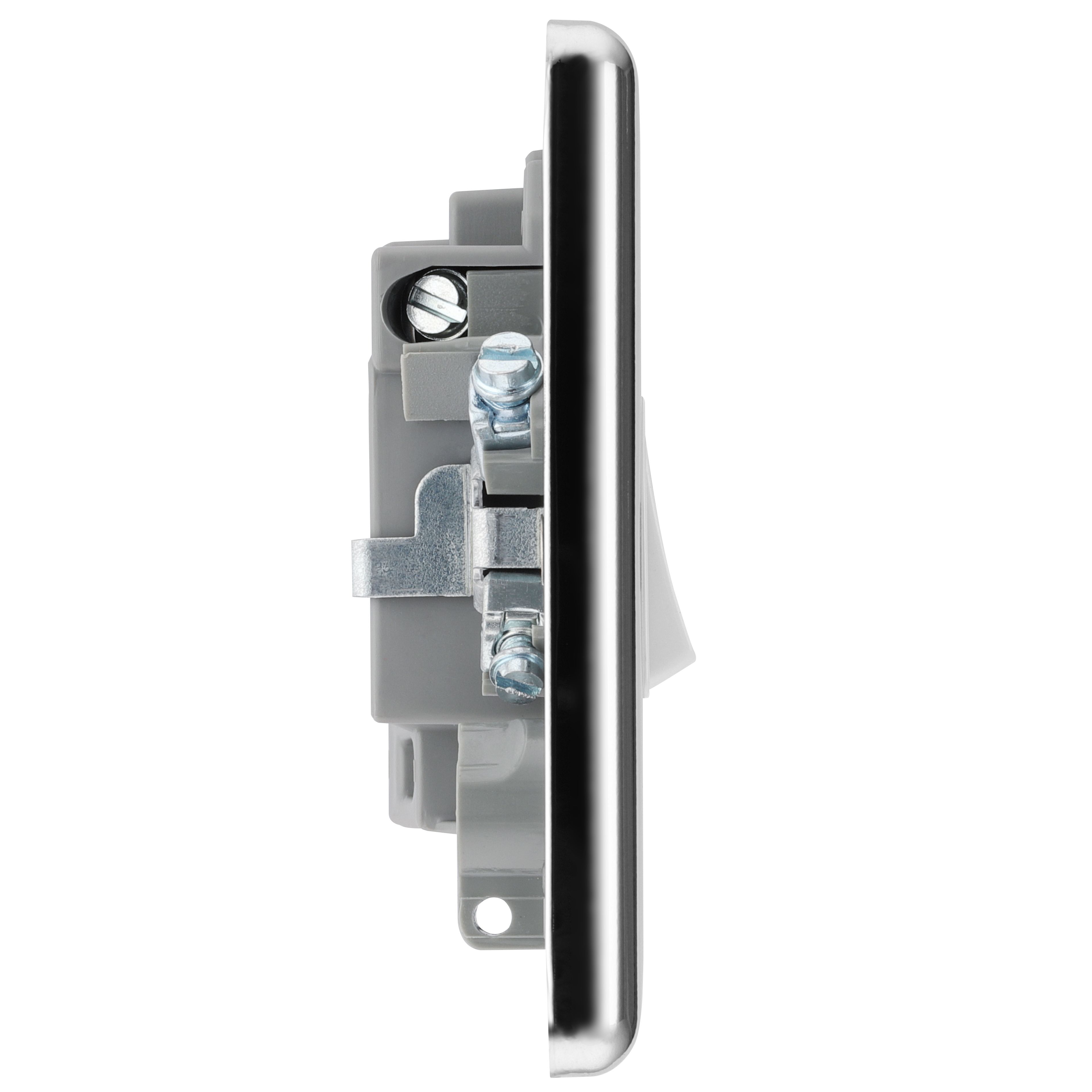 GoodHome Chrome 13A 2 way Raised rounded profile Screwed Switched Neon indicator Fused connection unit
