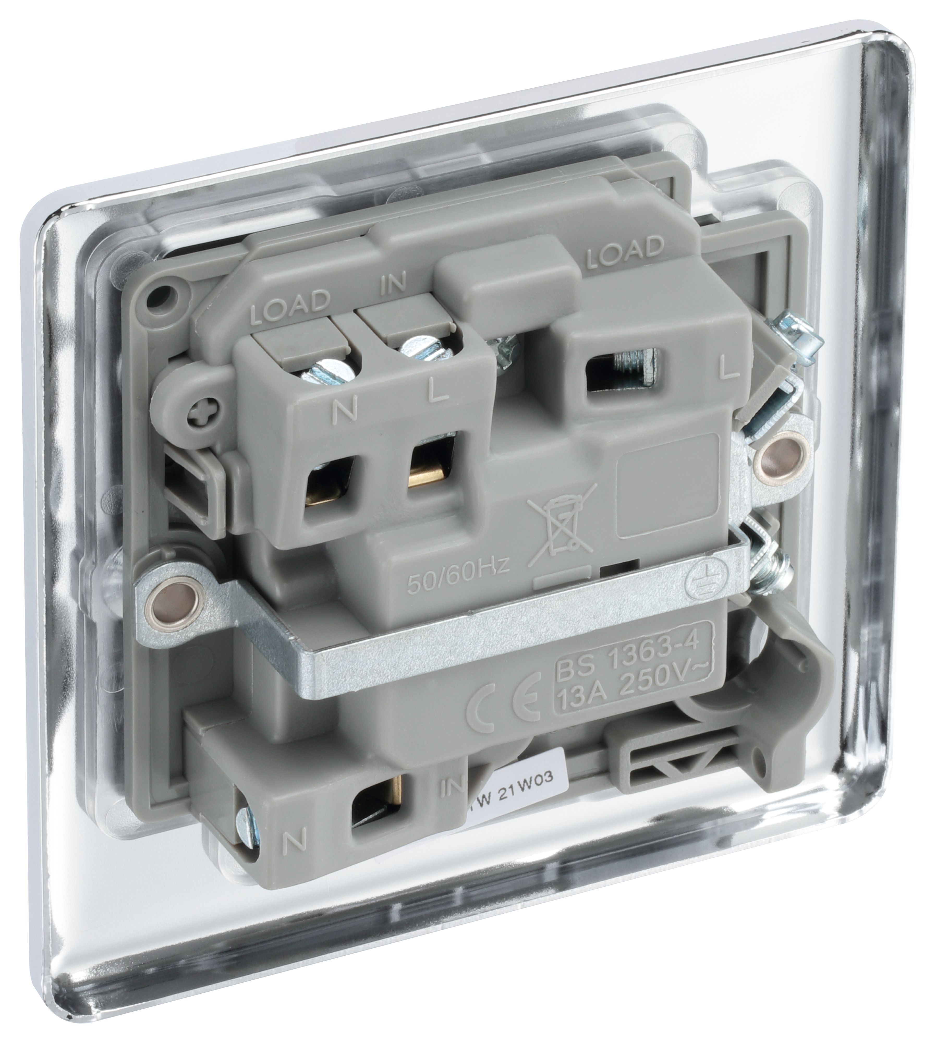 GoodHome Chrome 13A 2 way Raised rounded profile Screwed Switched Neon indicator Fused connection unit