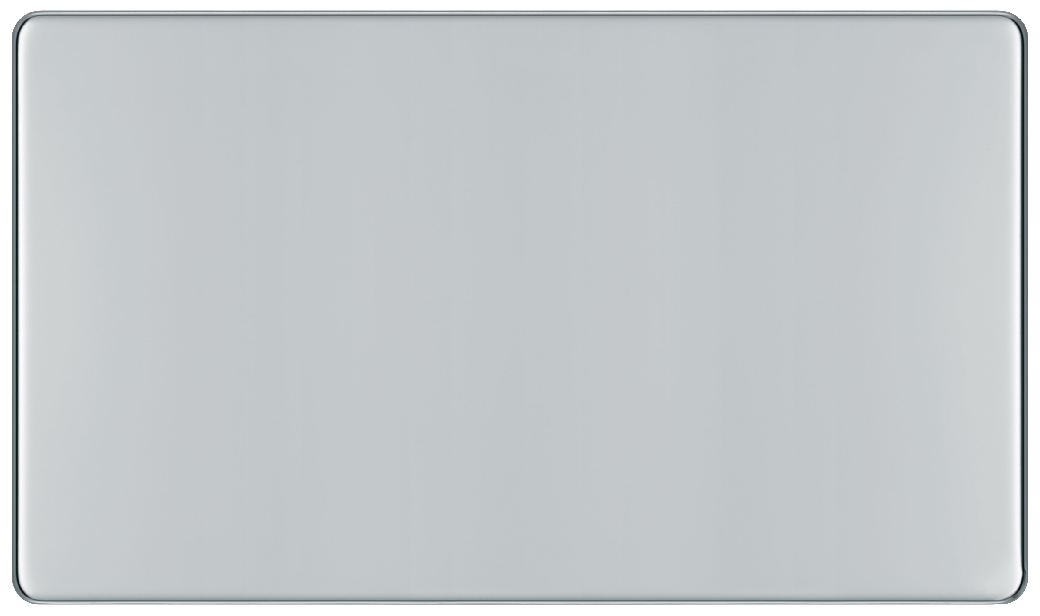 GoodHome Chrome 2 gang Double Flat profile Screwless Blanking plate