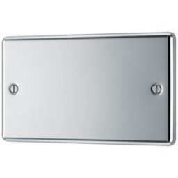 GoodHome Chrome 2 gang Double Raised rounded profile Blanking plate