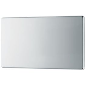 GoodHome Chrome 2 gang Double Screwless Blanking plate