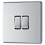 GoodHome Chrome 20A 2 way 2 gang Double light Screwless Switch