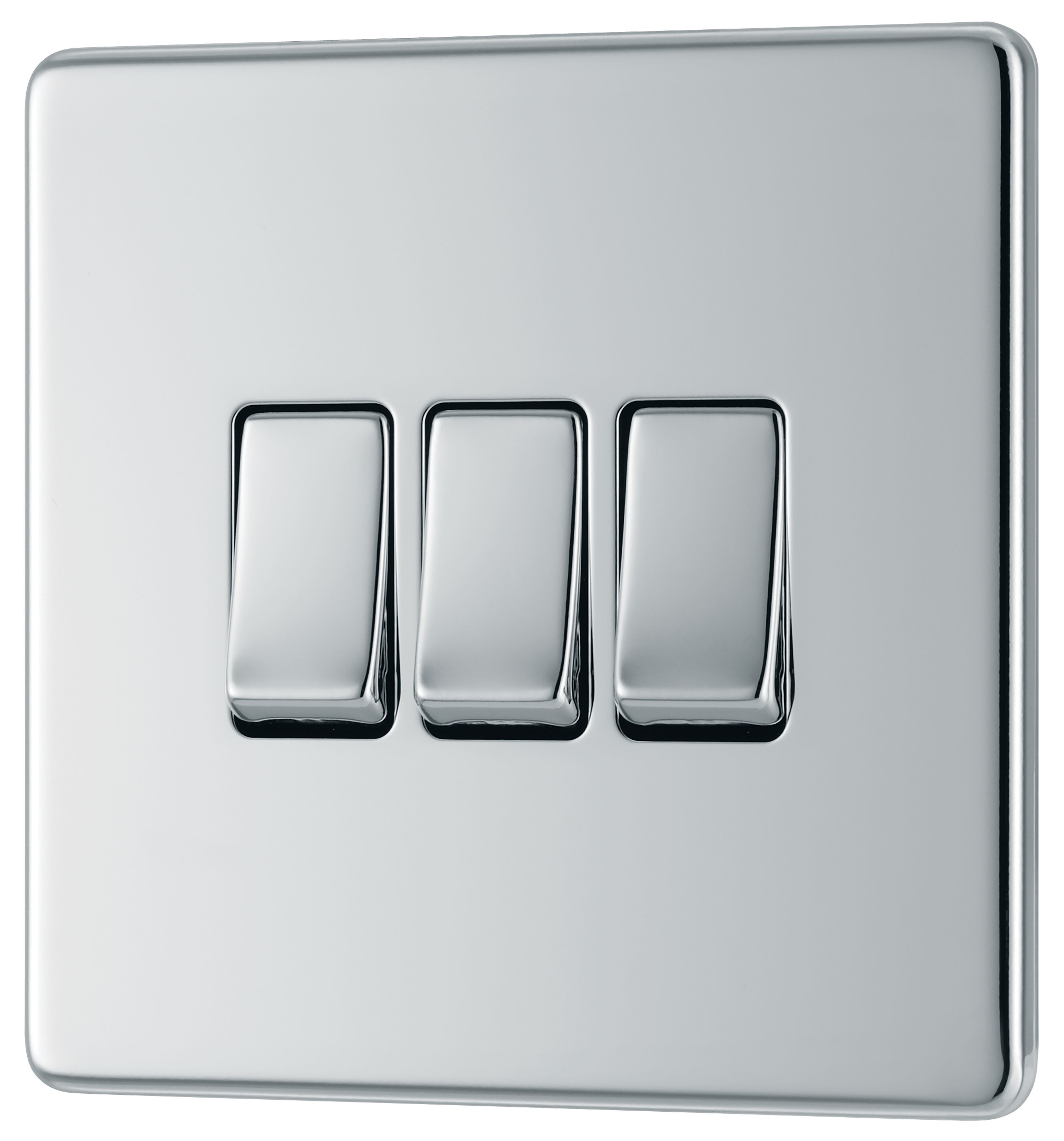 GoodHome Chrome 20A 2 way 3 gang Light Screwless Switch