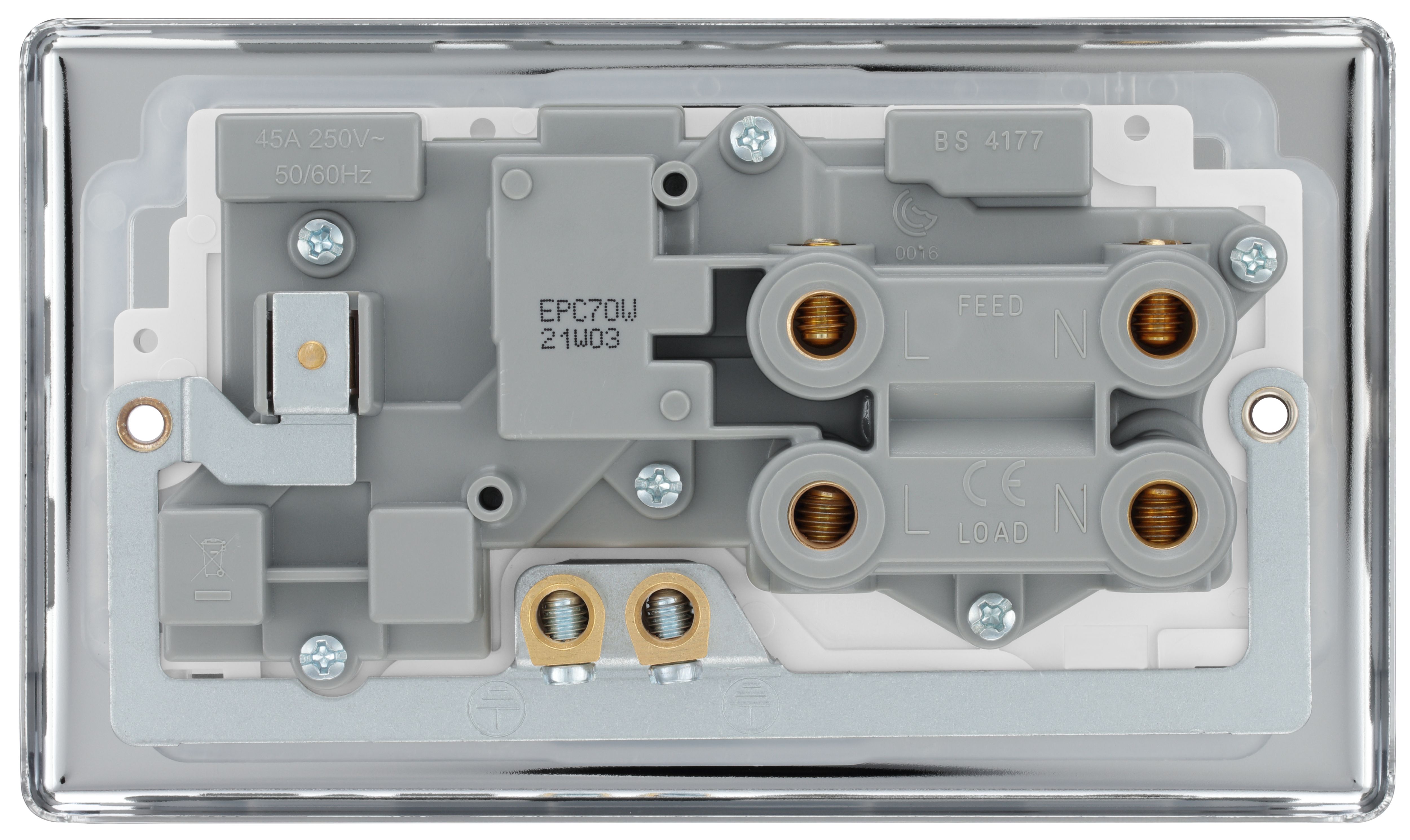 GoodHome Chrome Cooker switch & socket with neon & White inserts