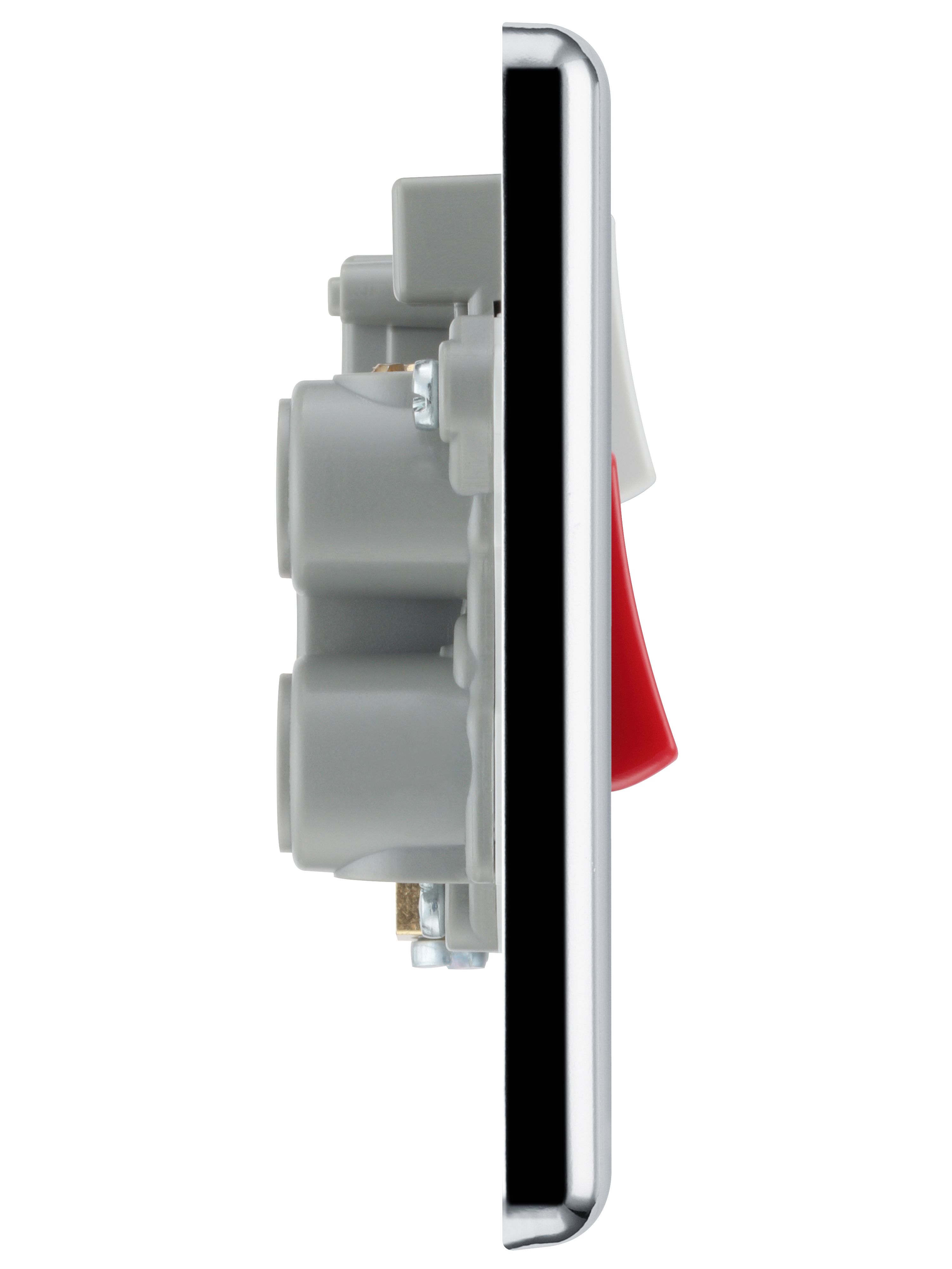 GoodHome Chrome Cooker switch & socket with neon & White inserts