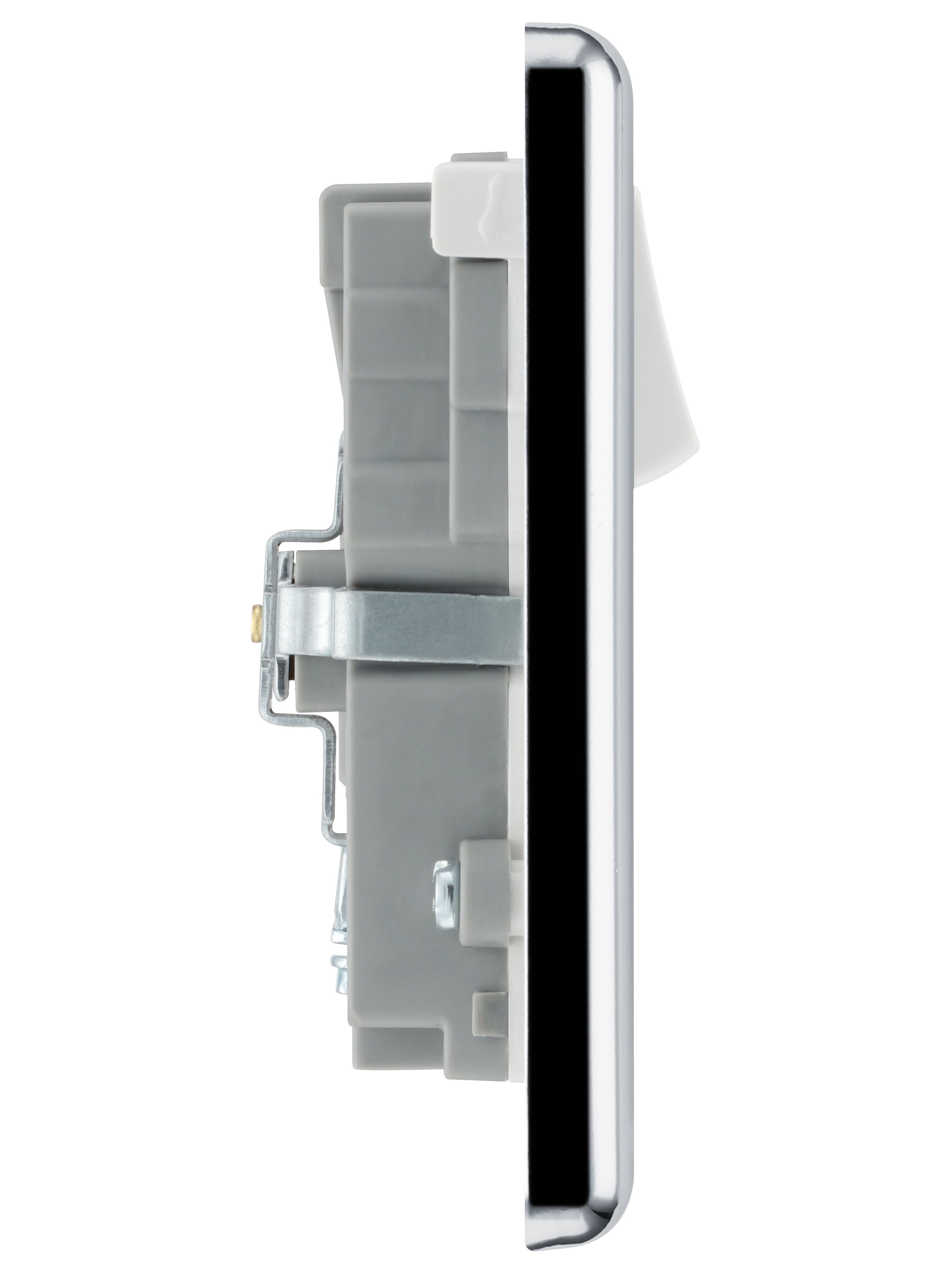 GoodHome Chrome Double 13A Raised rounded Switched Screwed Socket with USB, x2 & White inserts