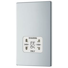 GoodHome Chrome Double Flat Screwless Shaver socket