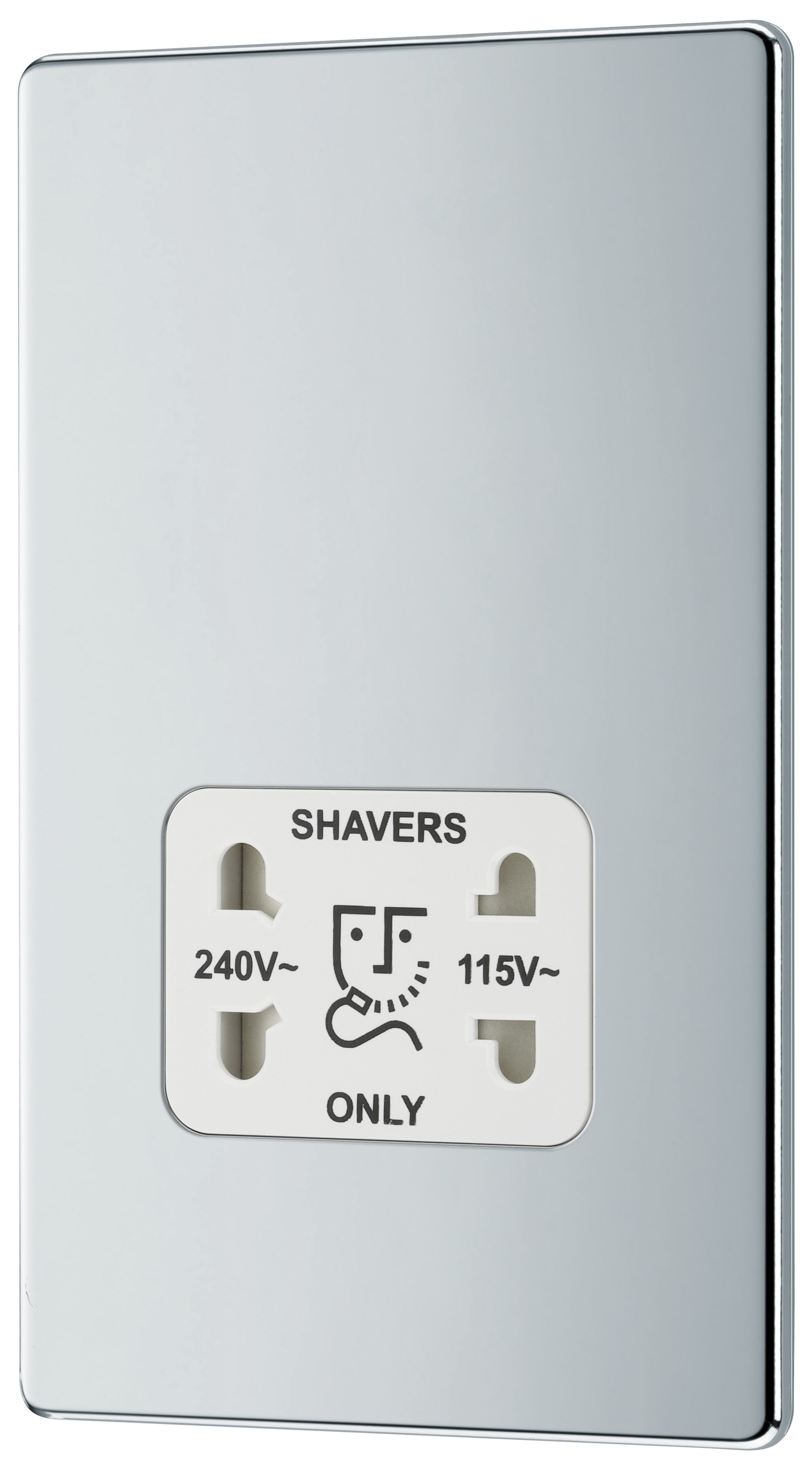 GoodHome Chrome Double Screwless Shaver socket