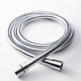 GoodHome Chrome effect Brass & PVC Shower hose, (L)1.75m