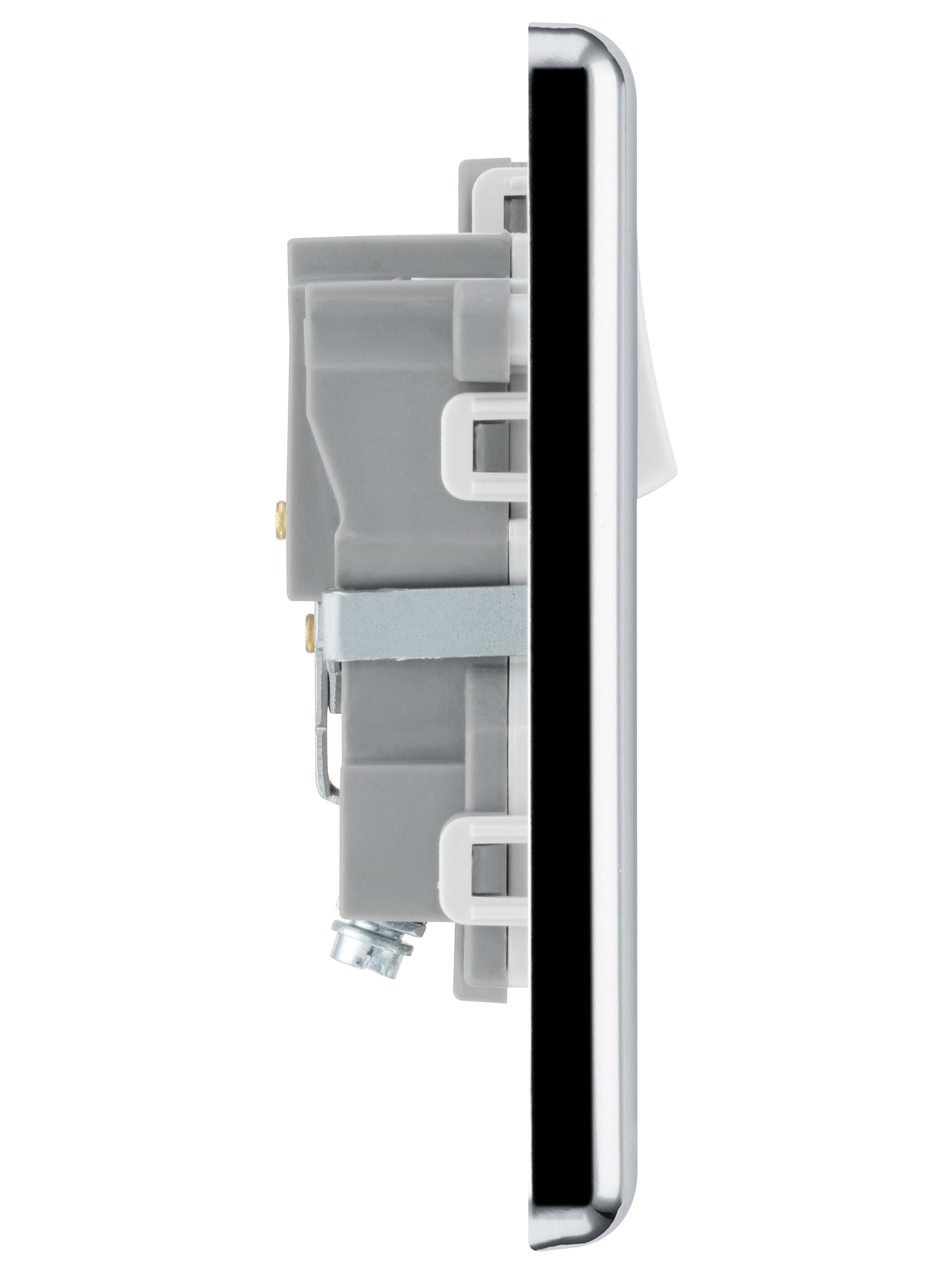 GoodHome Chrome effect Single 13A Gloss Silver Socket 1 pole