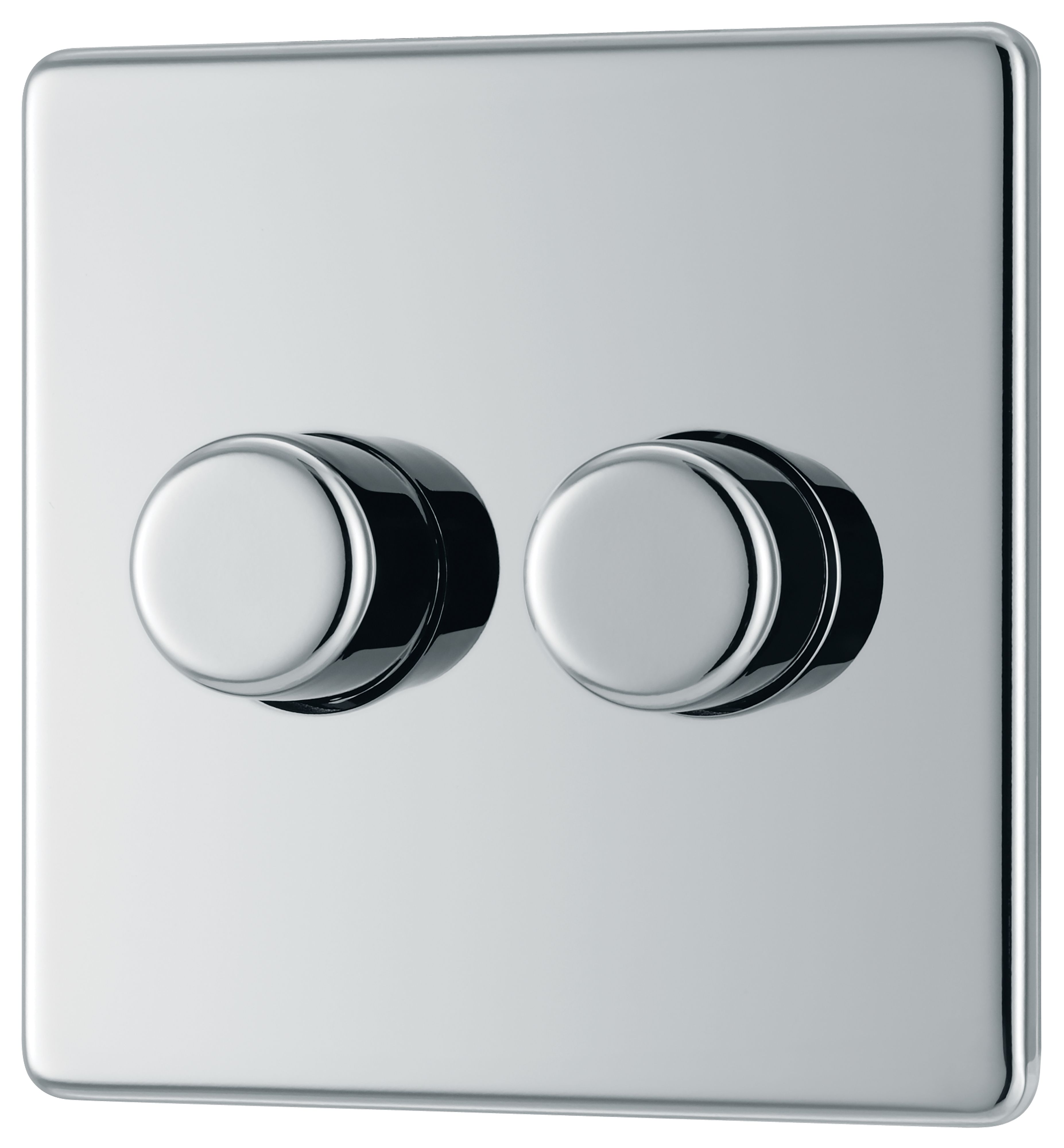 GoodHome Chrome profile Double 2 way 400W Screwless Dimmer switch