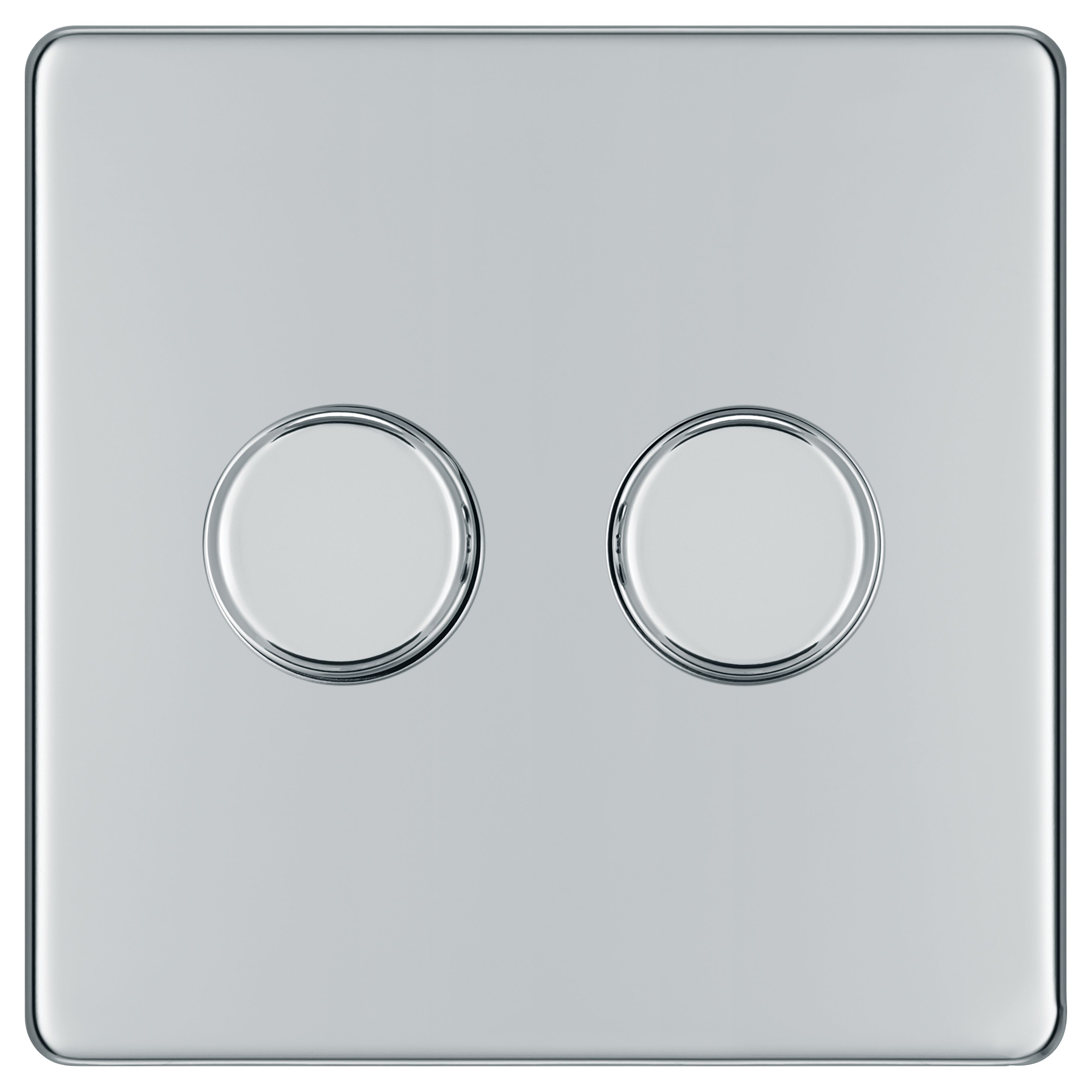 GoodHome Chrome profile Double 2 way 400W Screwless Dimmer switch