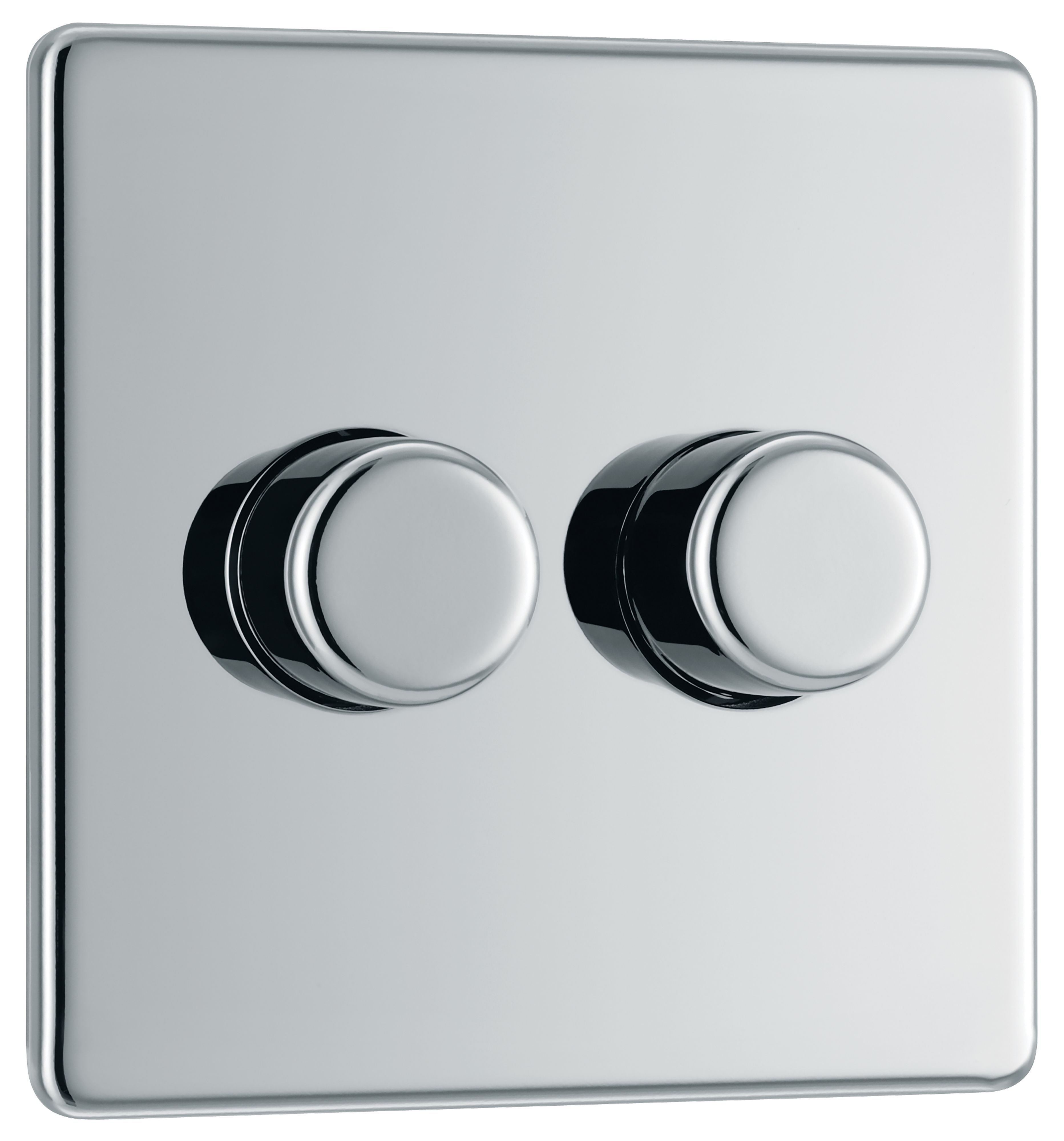 GoodHome Chrome profile Double 2 way 400W Screwless Dimmer switch