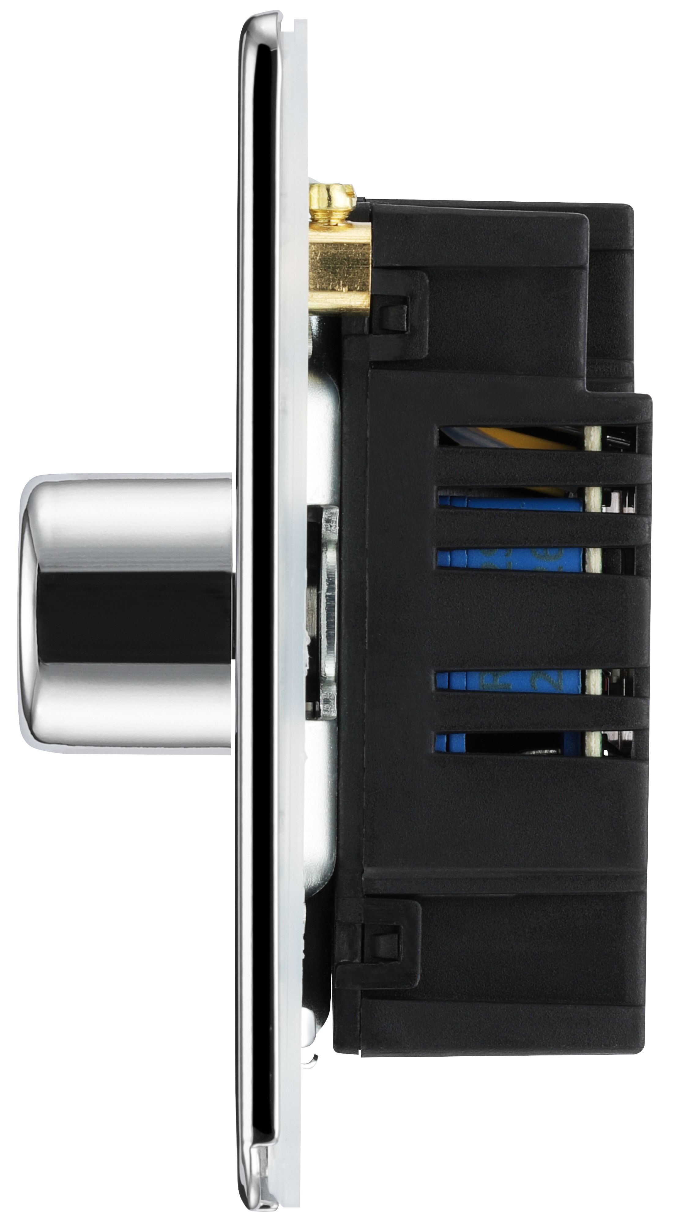 GoodHome Chrome profile Double 2 way 400W Screwless Dimmer switch