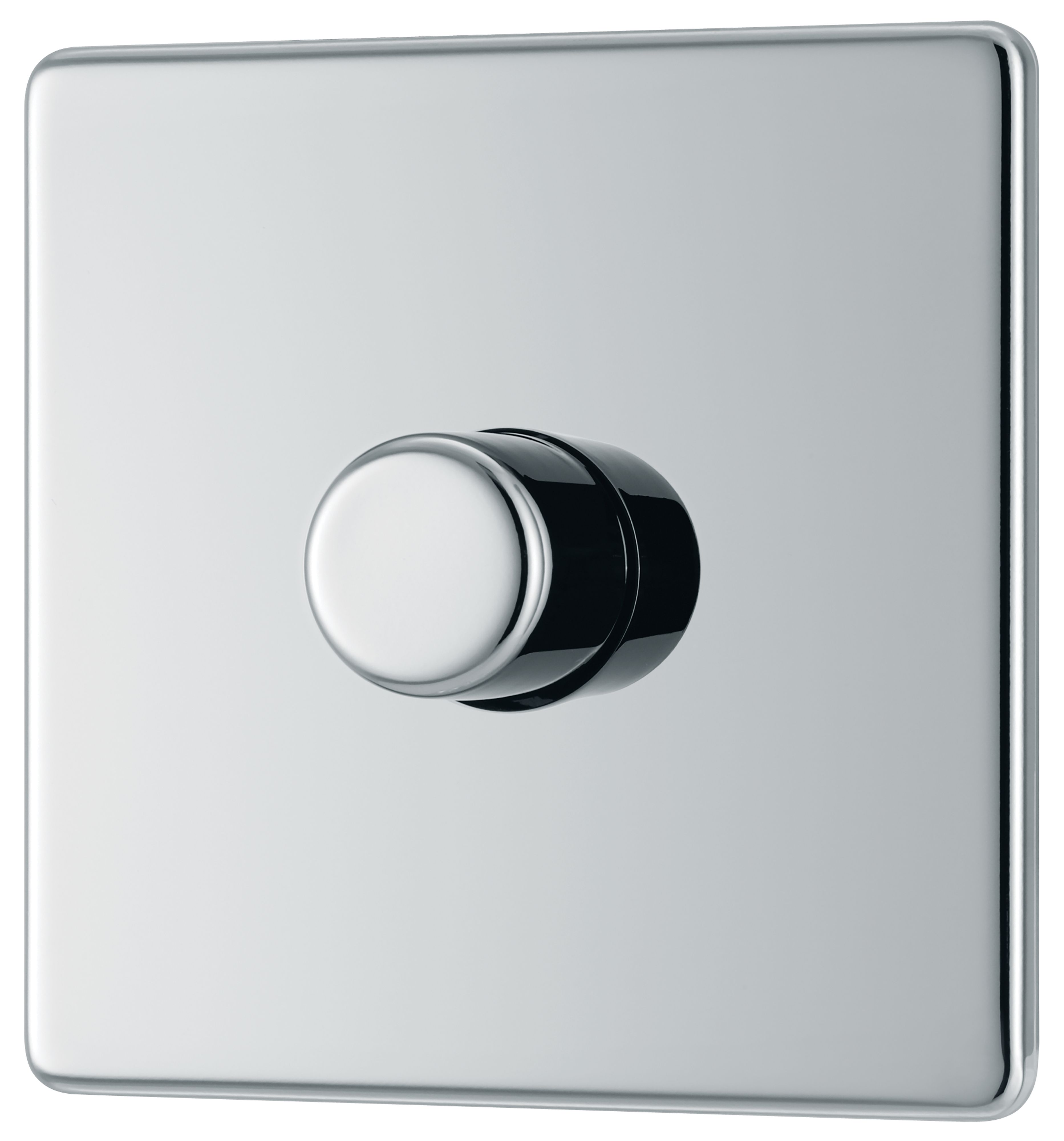 GoodHome Chrome profile Single 2 way 400W Screwless Dimmer switch