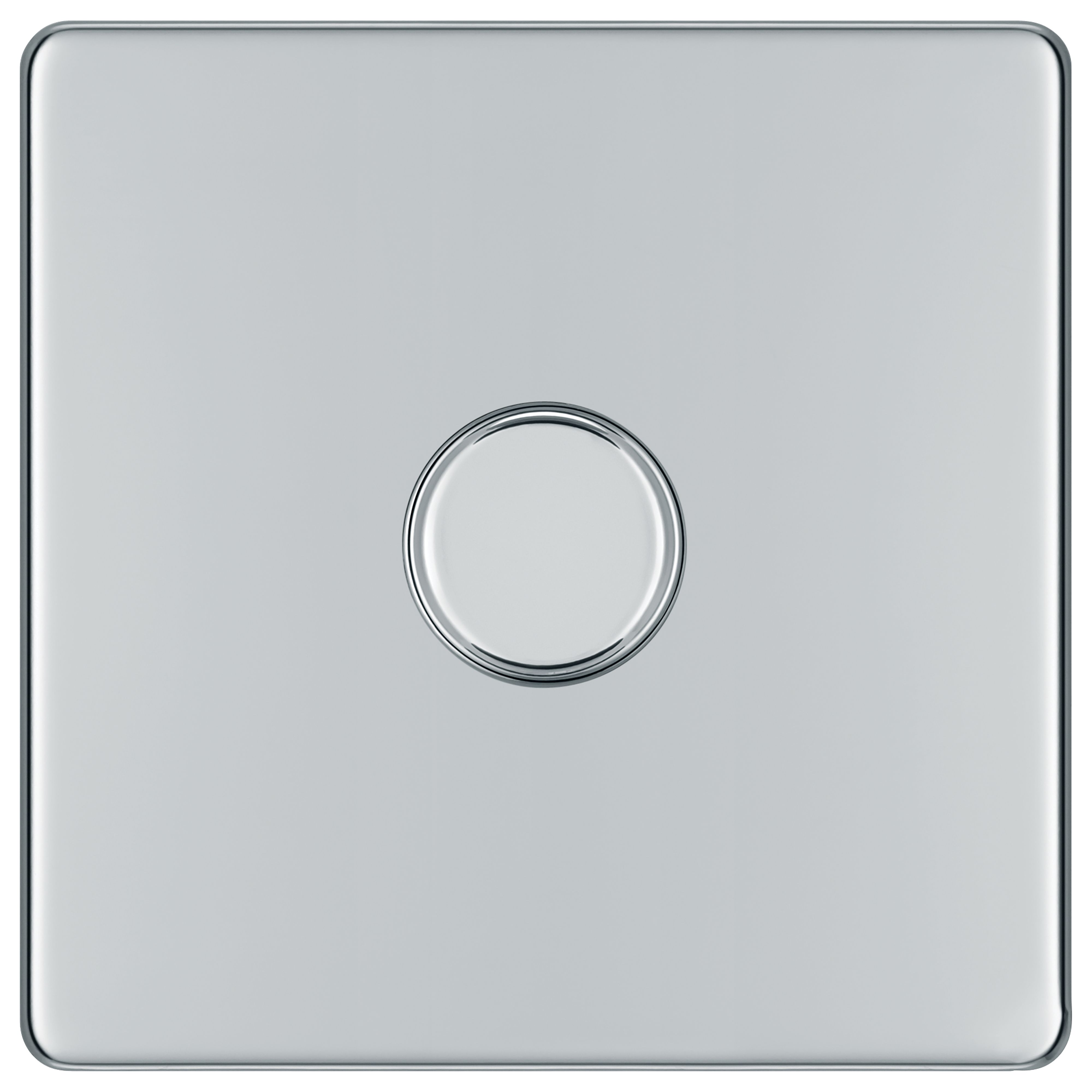 GoodHome Chrome profile Single 2 way 400W Screwless Dimmer switch