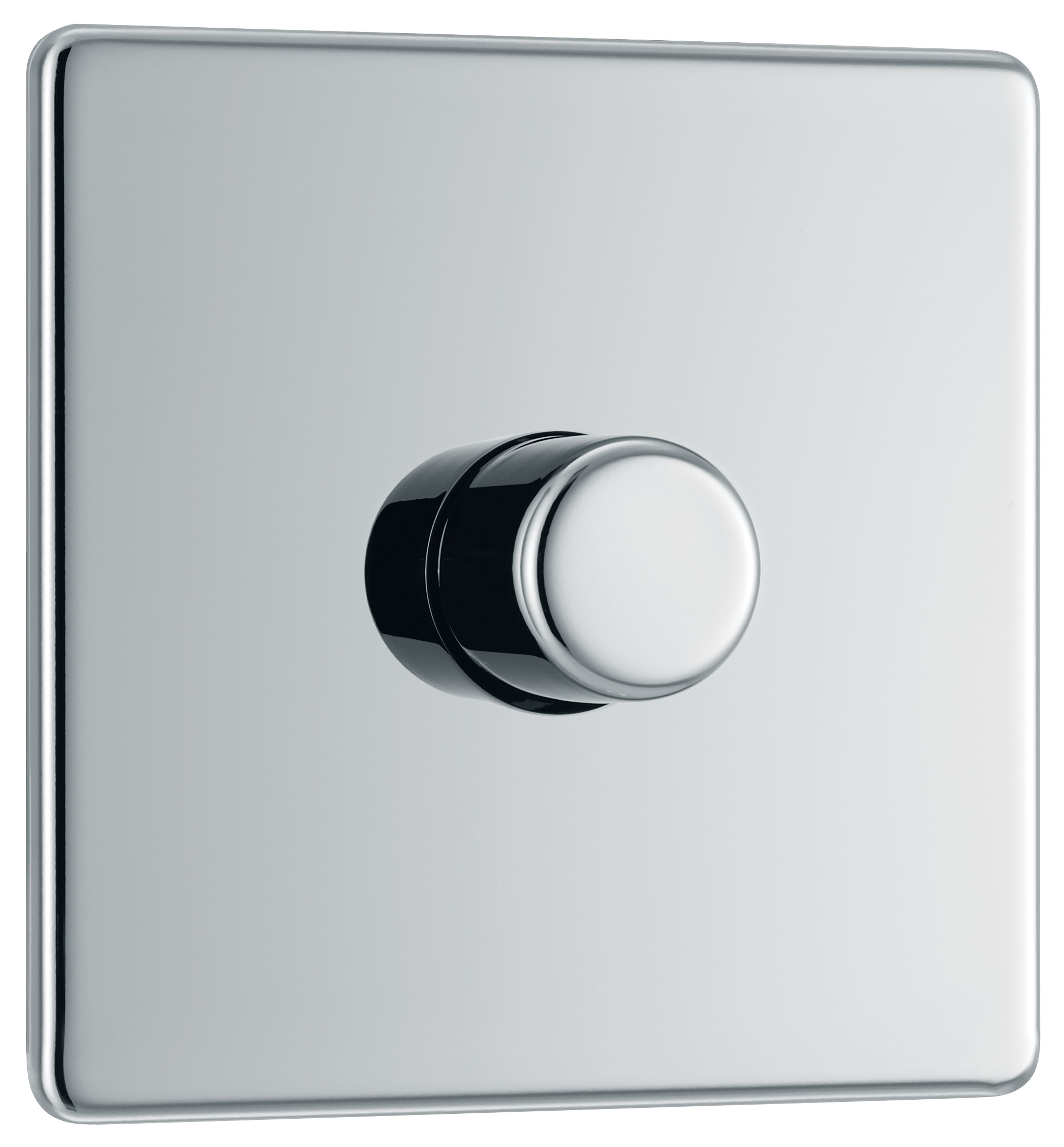 GoodHome Chrome profile Single 2 way 400W Screwless Dimmer switch