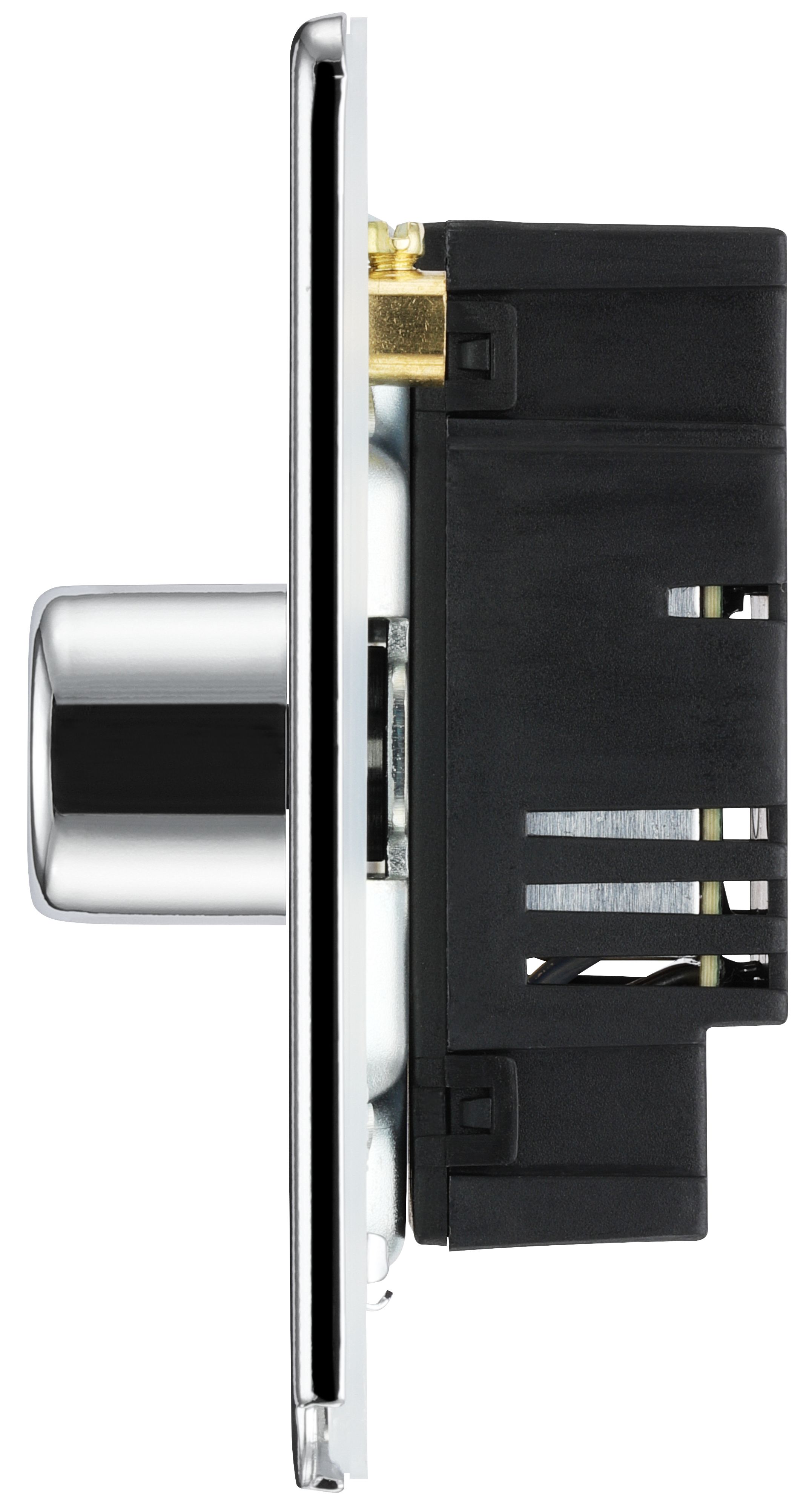 GoodHome Chrome profile Single 2 way 400W Screwless Dimmer switch