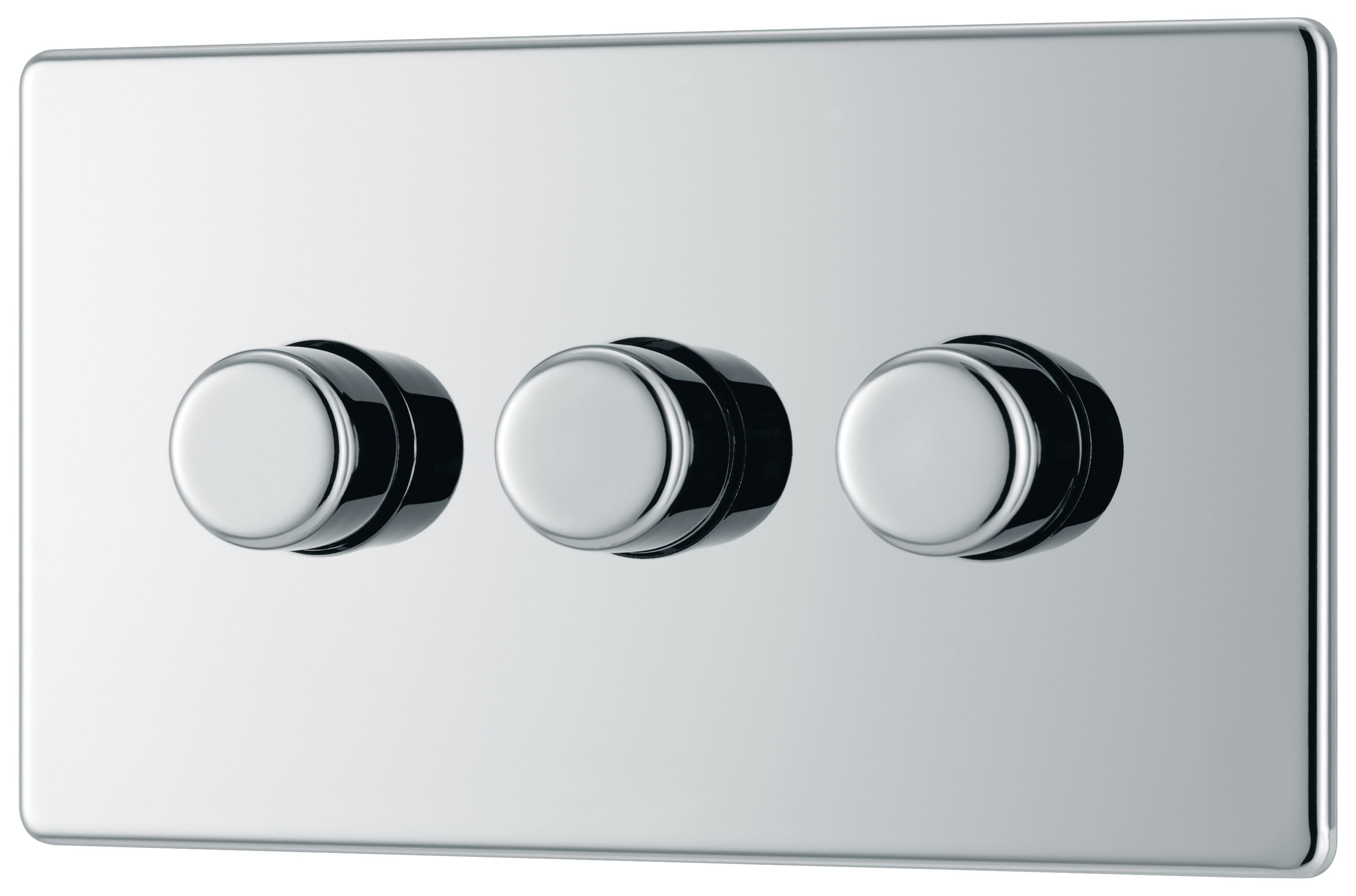 GoodHome Chrome profile Triple 2 way 400W Screwless Dimmer switch