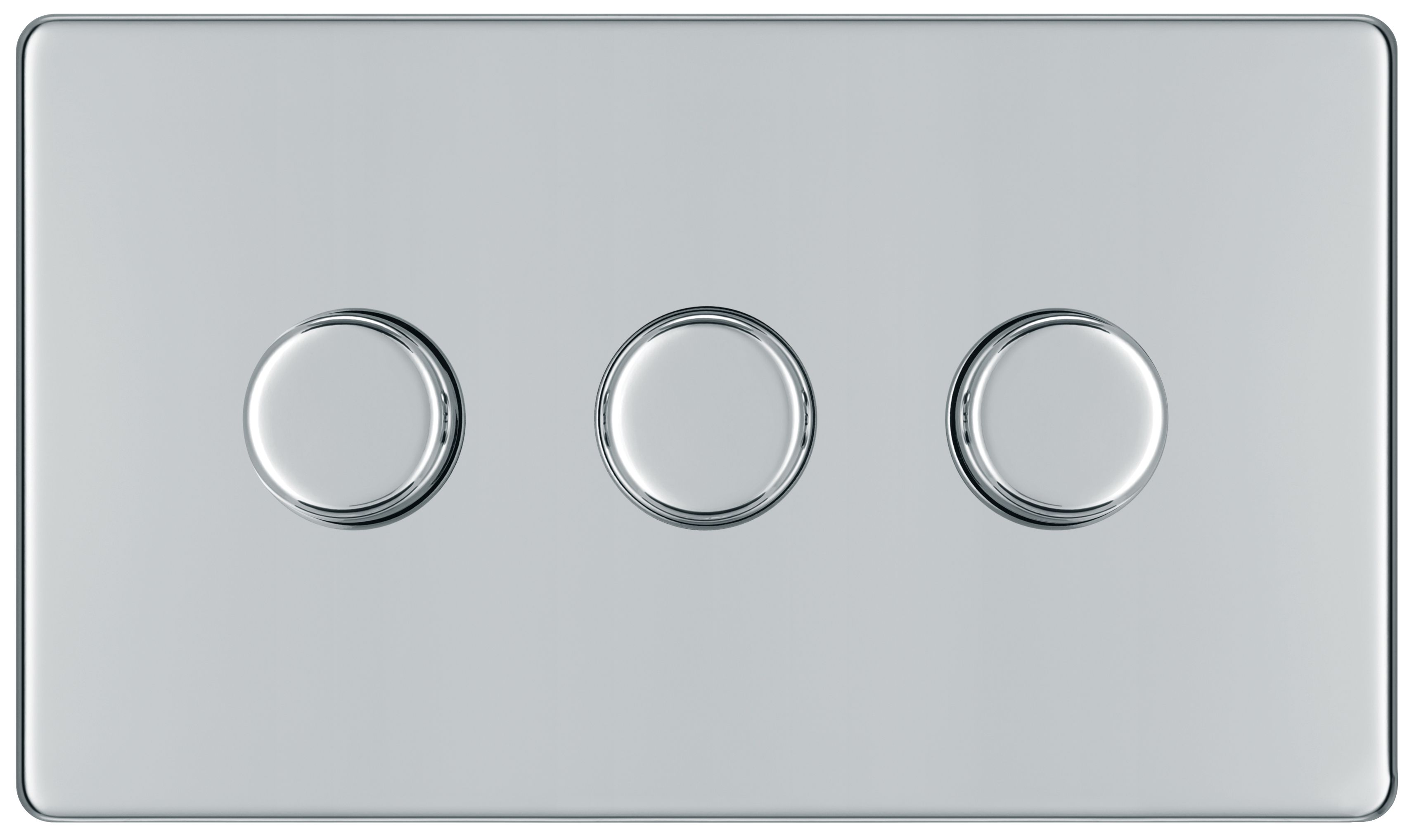 GoodHome Chrome profile Triple 2 way 400W Screwless Dimmer switch
