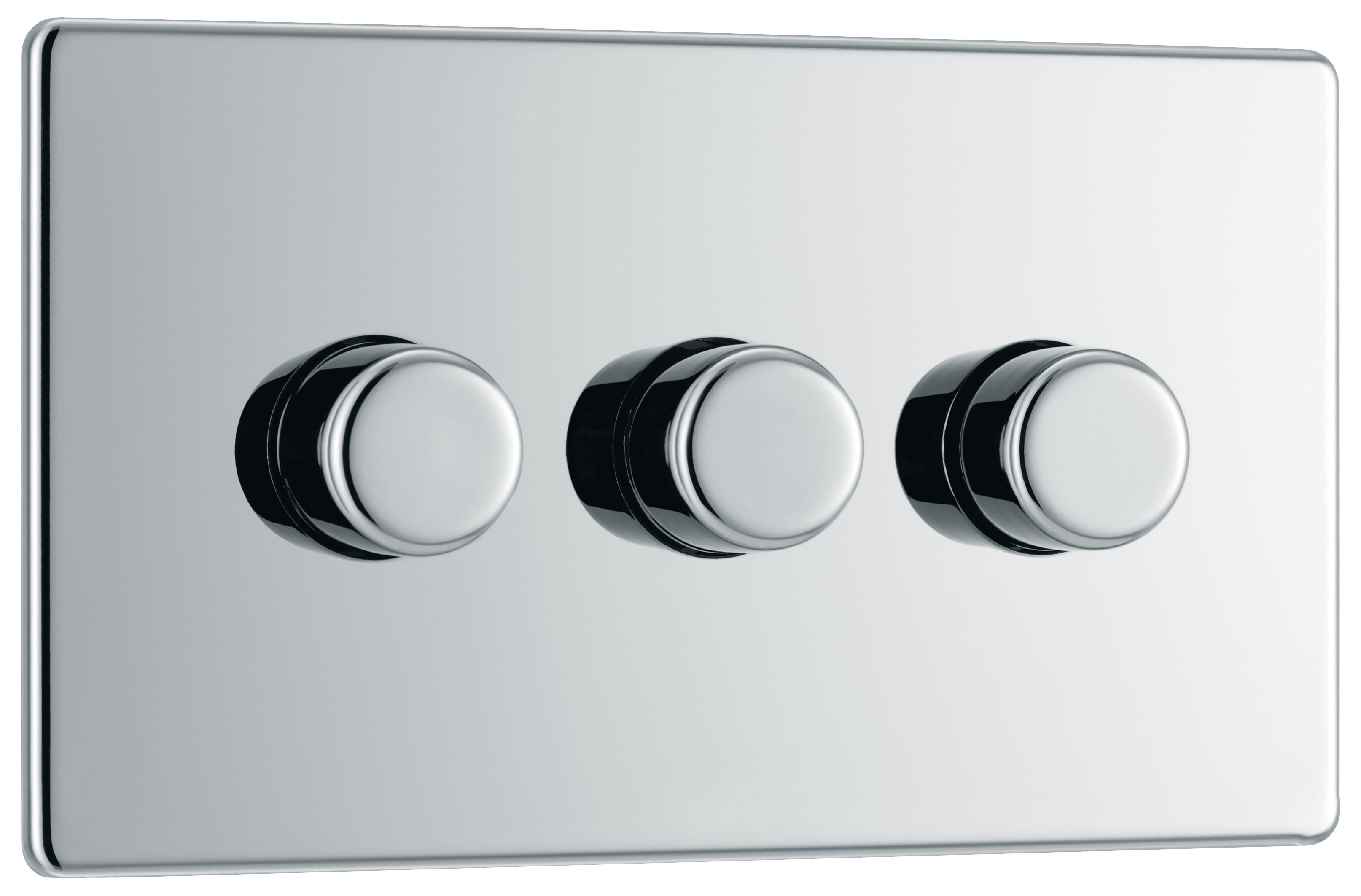 GoodHome Chrome profile Triple 2 way 400W Screwless Dimmer switch