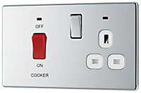GoodHome Chrome Screwless Cooker switch & socket with neon & White inserts