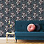 GoodHome Chryso Blue Floral Textured Wallpaper