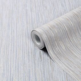 GoodHome Ciral Light grey Metallic effect Striped Textured Wallpaper