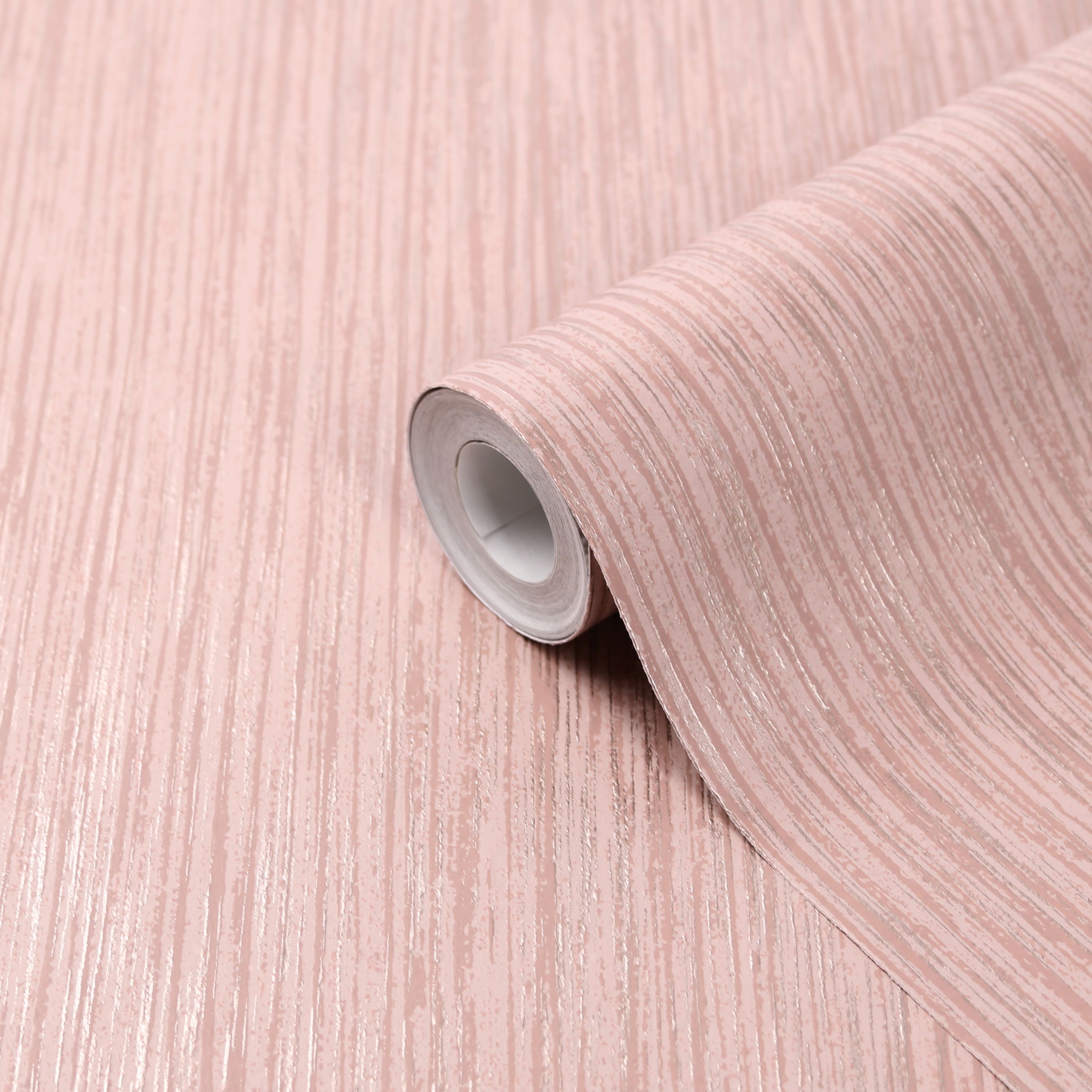 GoodHome Ciral Pink Striped Metallic effect Textured Wallpaper DIY at B&Q