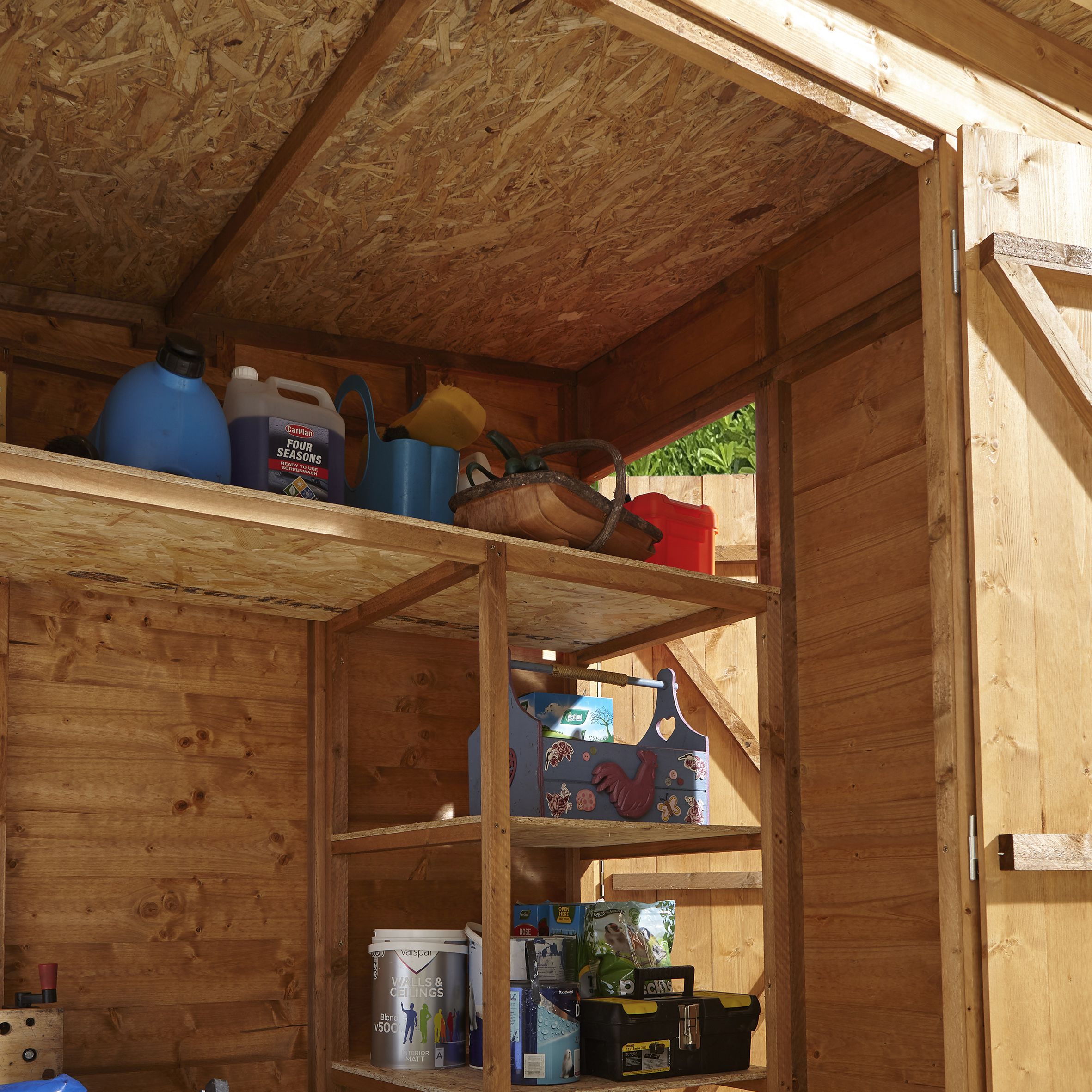 GoodHome Clapperton 6x4 ft Pent Wooden 2 door Shed with floor (Base included) - Assembly service included