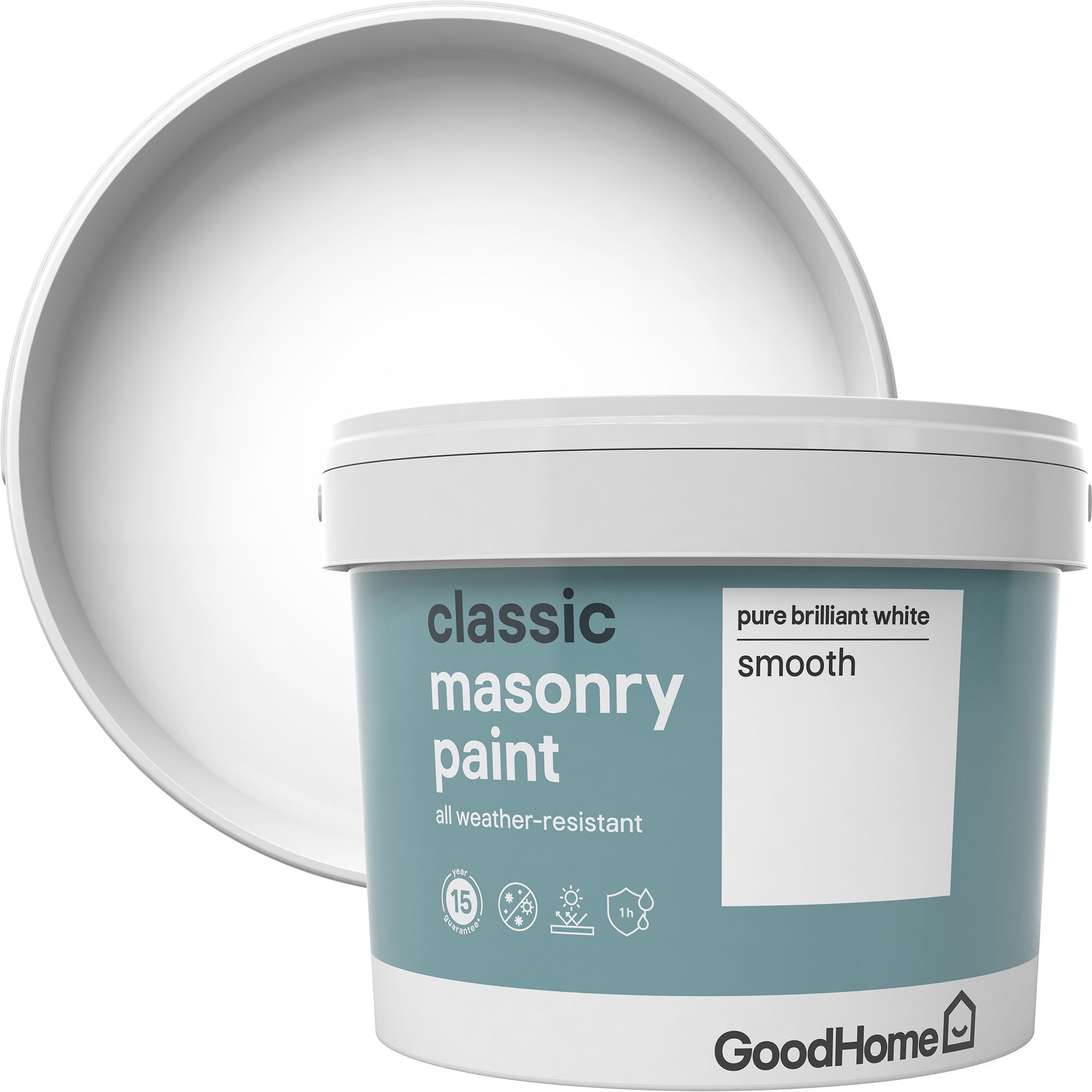 GoodHome Classic Pure brilliant white Smooth Matt White Masonry paint, 10L