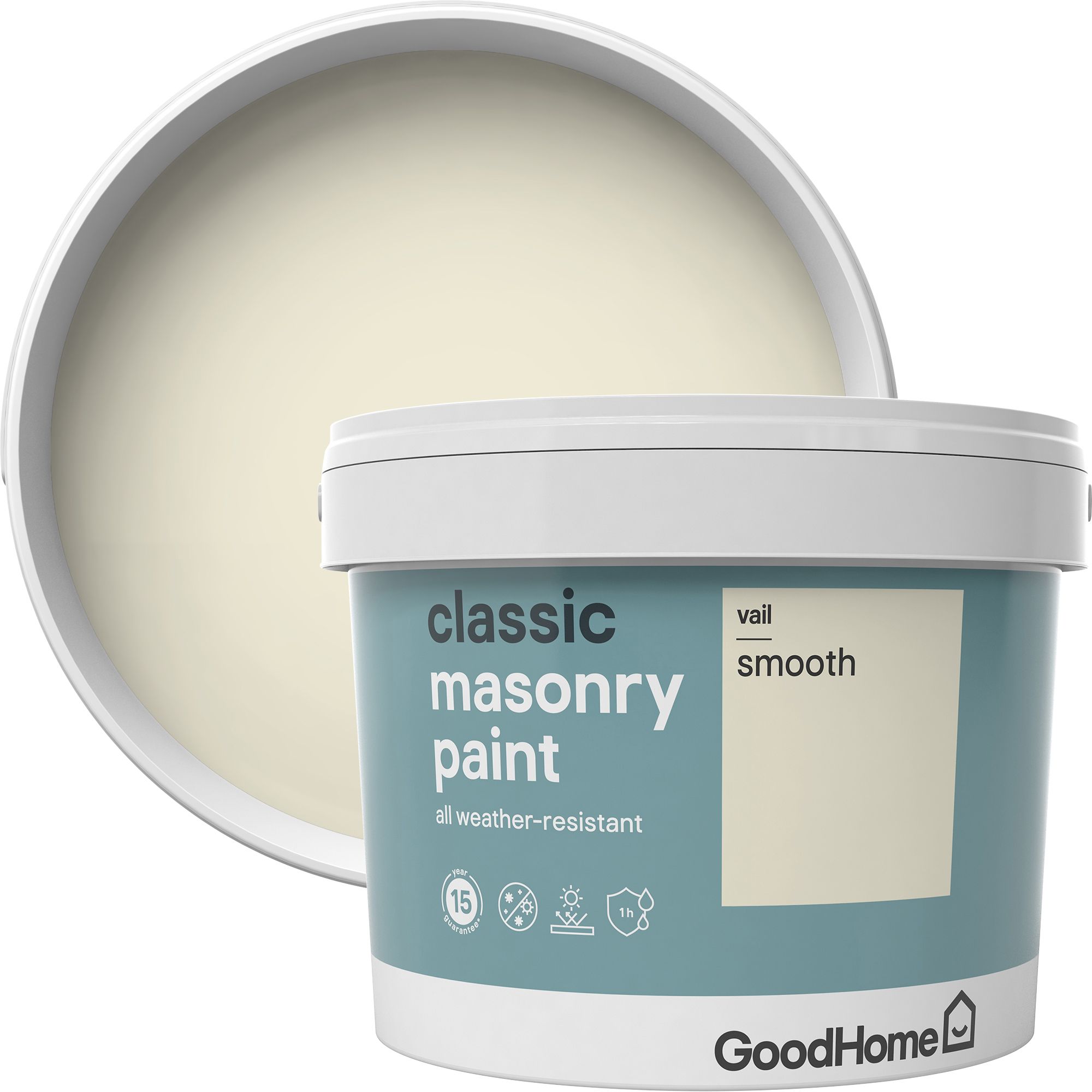 GoodHome Classic Vail Smooth Matt Cream Masonry paint, 10L